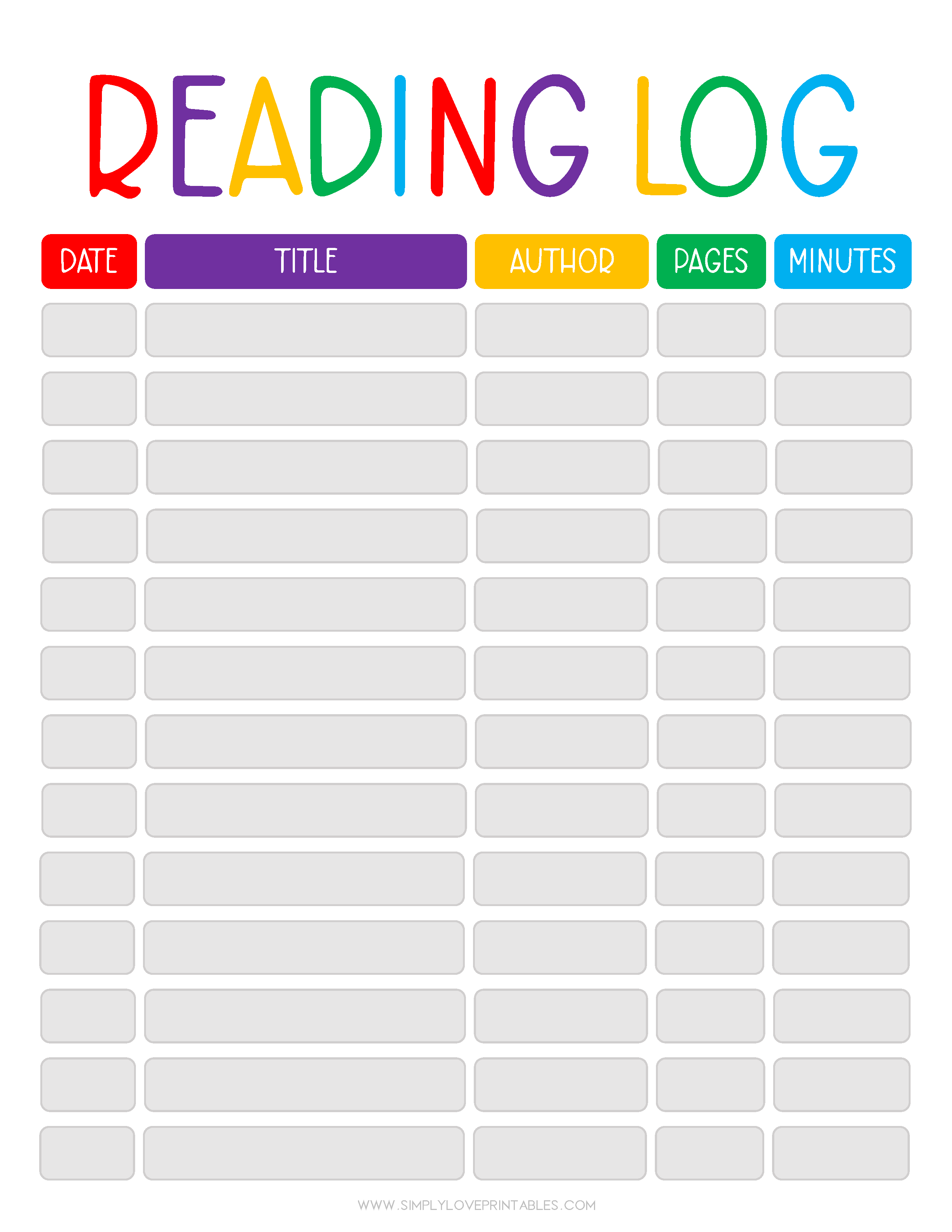 20 Free Printable Reading Logs For Kids | Simply Love Printables with Free Printable Reading Log