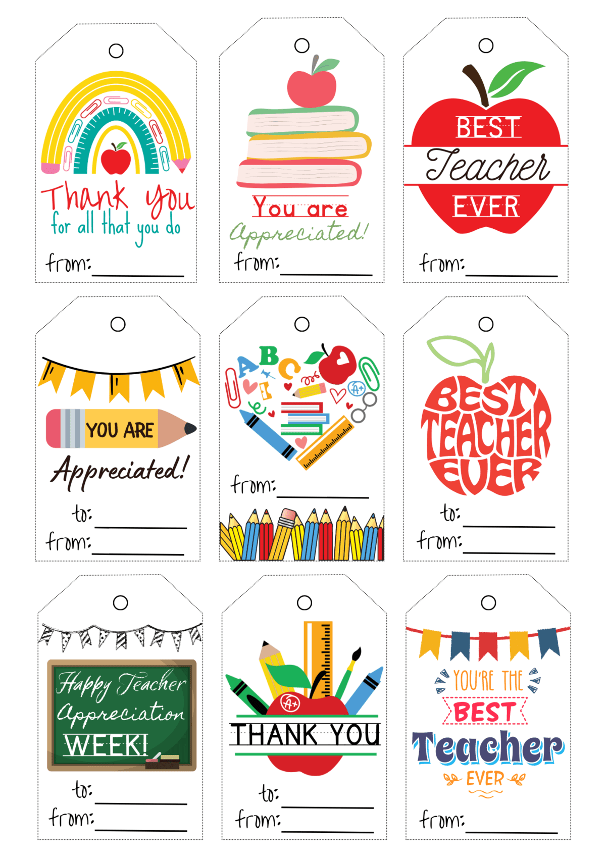 20 Free Printable Teacher Appreciation Tags inside Free Printable Tags For Teacher Appreciation