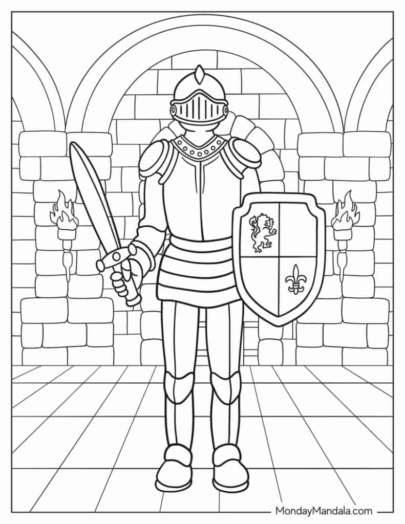 20 Knight Coloring Pages (Free Pdf Printables) intended for Free Printable Pictures of Knights