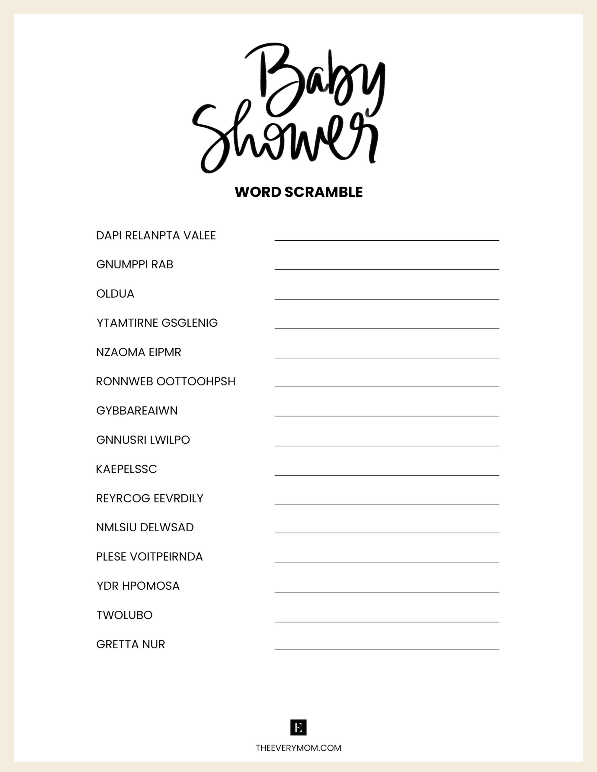 20 Of The Best Baby Shower Games (Plus, Free Printables!) inside Free Printable Baby Shower Games Word Scramble