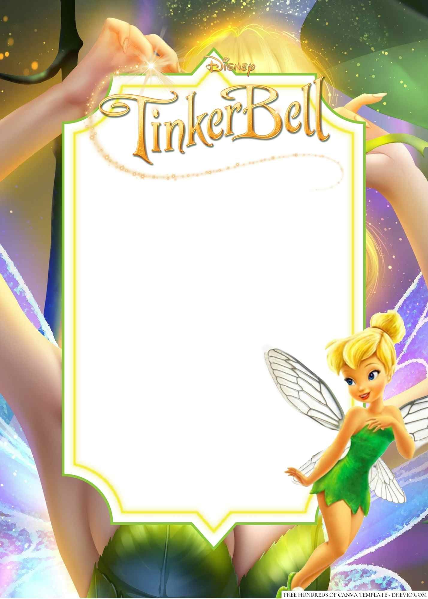 20+ Tinker Bell Canva Birthday Invitation Templates | Tinkerbell regarding Free Tinkerbell Printable Birthday Invitations