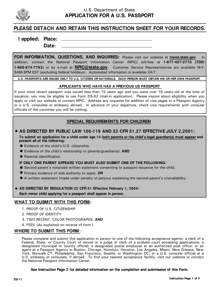 2005 Form Ds-11 Fill Online, Printable, Fillable, Blank - Pdffiller throughout Free Printable DS 11 Form