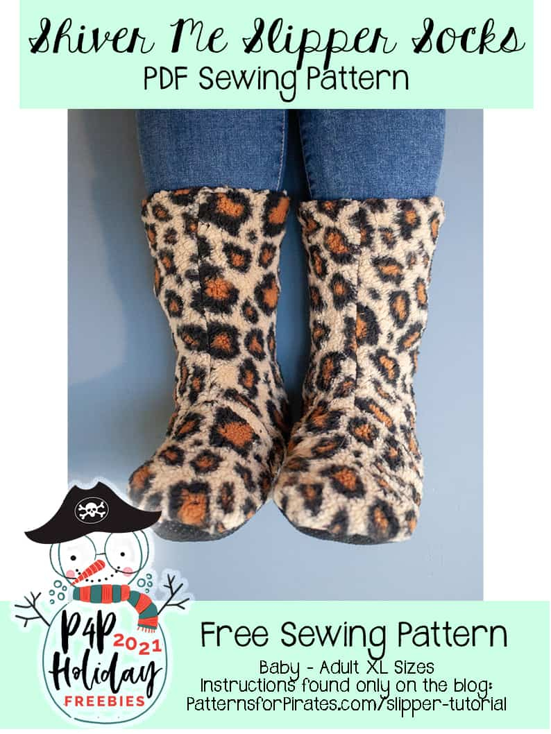 2021 Holiday Freebies :: Shiver Me Slipper Socks - Patterns For with Free Printable Fleece Sock Pattern