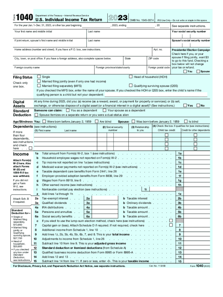 2023 Form Irs 1040 Fill Online, Printable, Fillable, Blank - Pdffiller in Free Printable Irs 1040 Forms