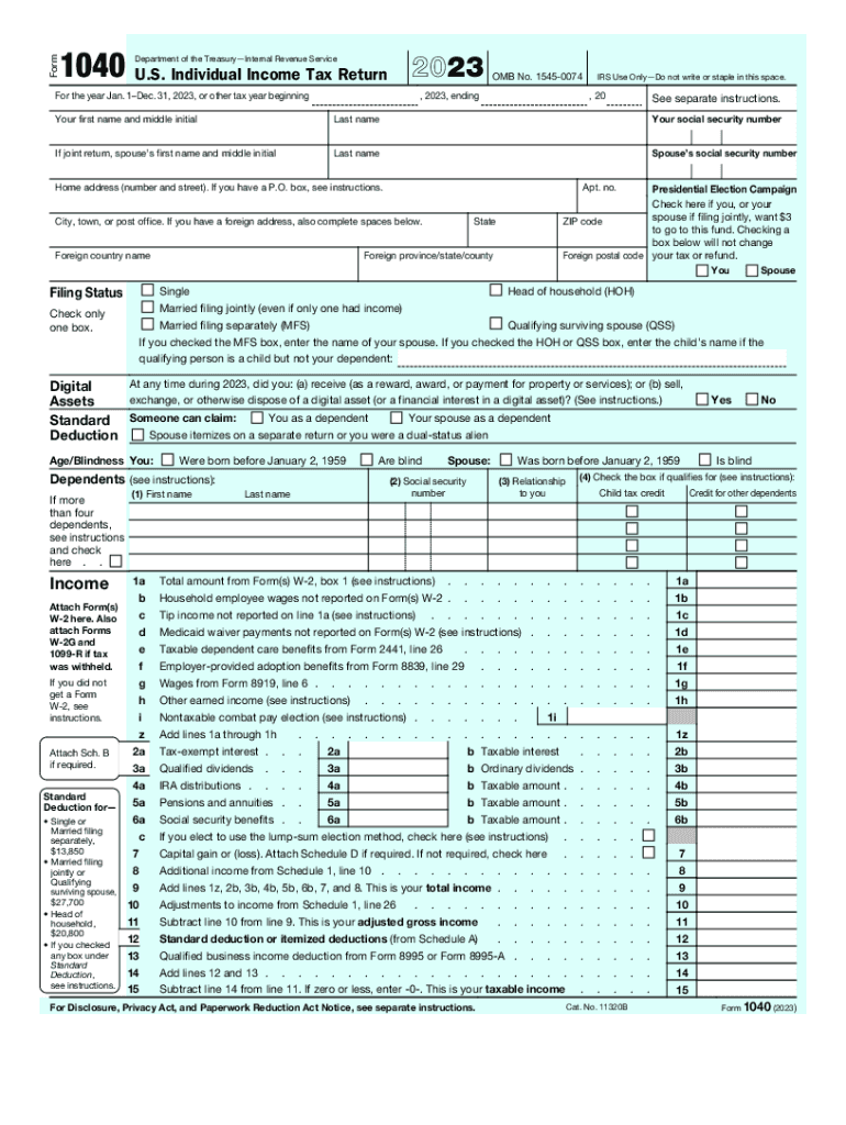 2023 Form Irs 1040 Fill Online, Printable, Fillable, Blank - Pdffiller regarding Free Printable IRS Forms