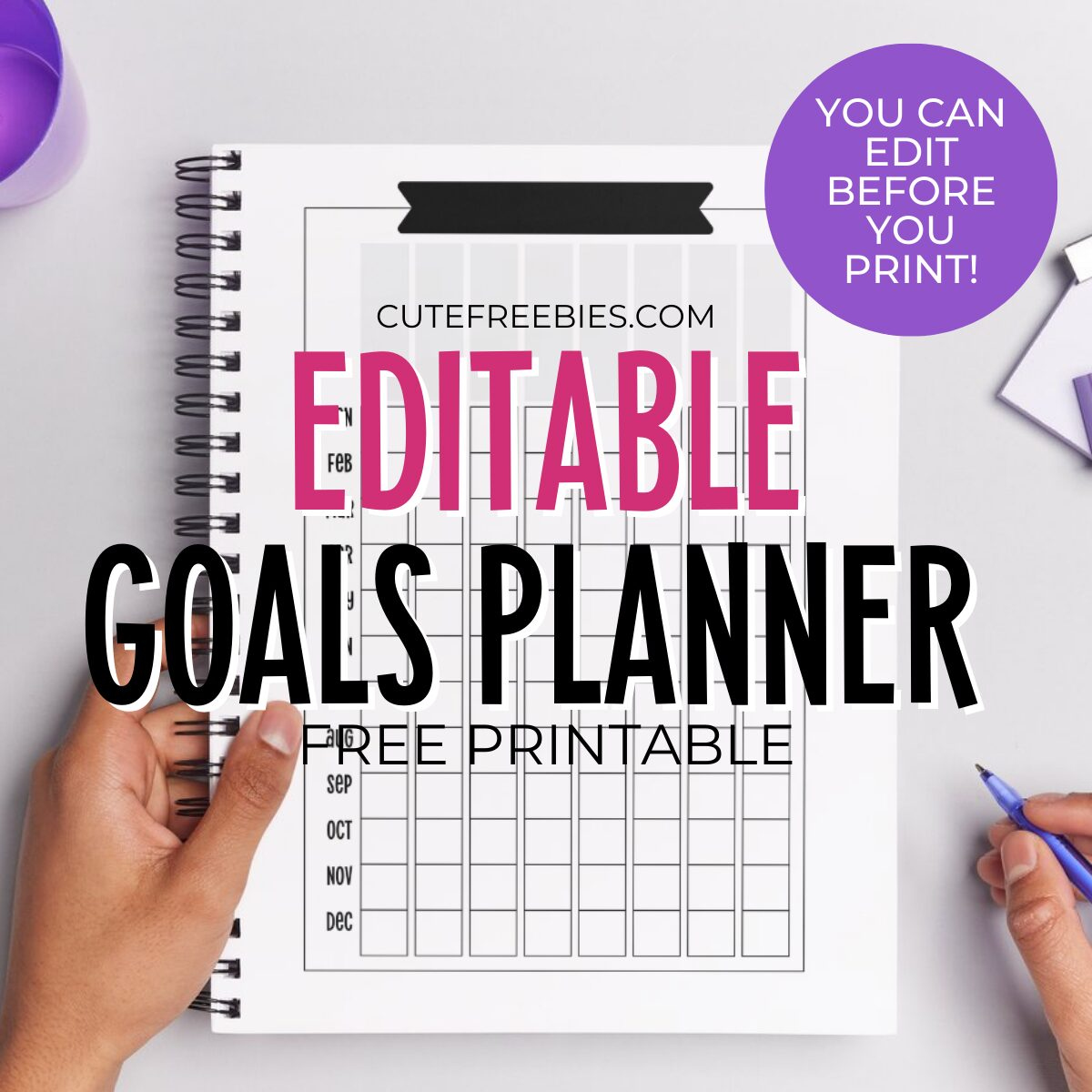 2024 2025 Goals Planner Printable Editable Template – Free inside Free Bullet Journal Printables 2025