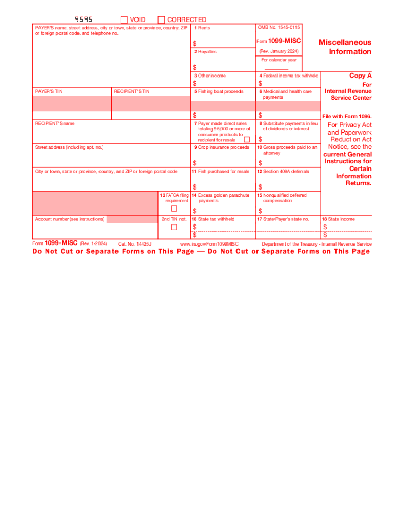 2024 Form Irs 1099-Misc Fill Online, Printable, Fillable, Blank throughout Free Printable 1099 Misc Forms