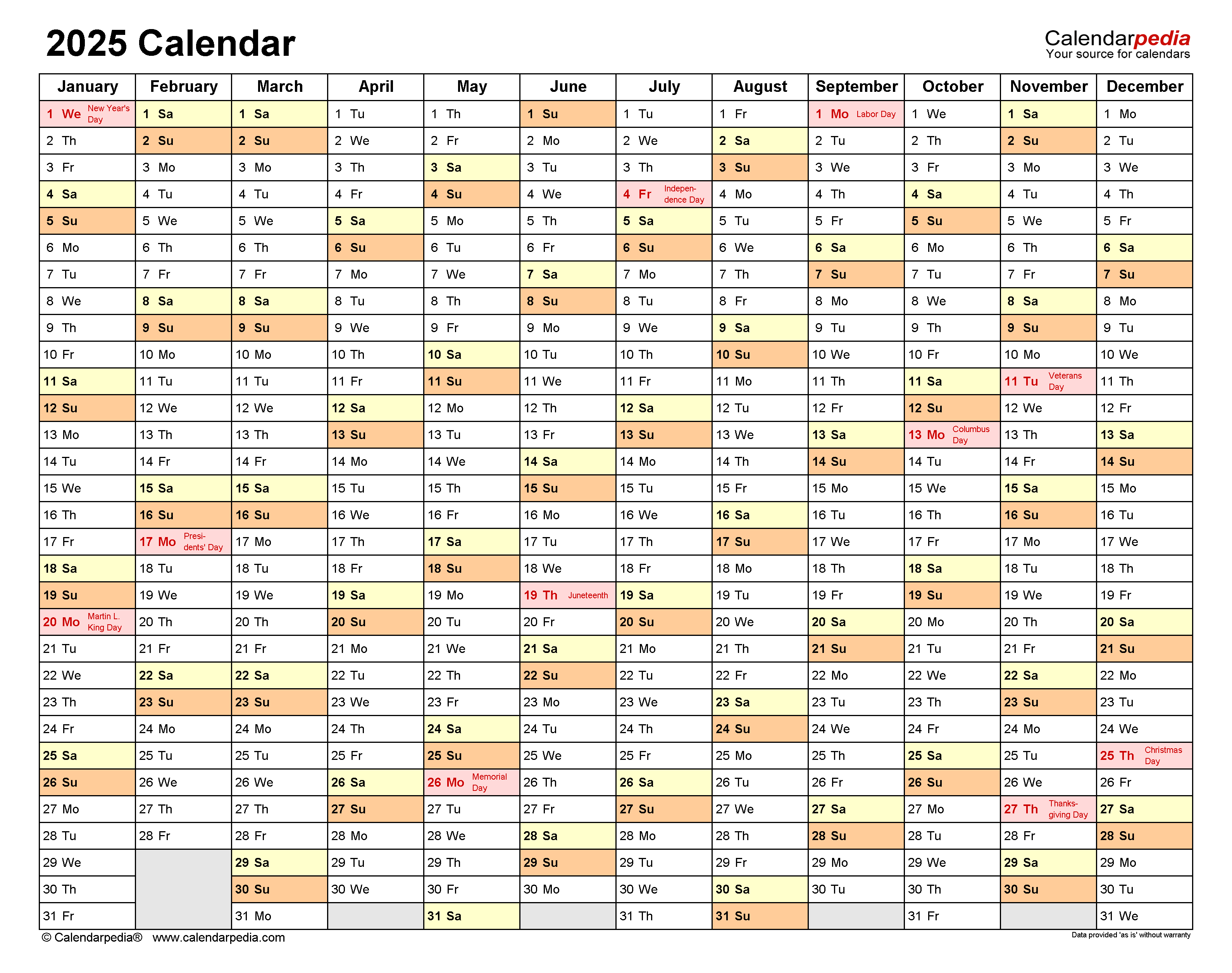 2025 Calendar - Free Printable Pdf Templates - Calendarpedia pertaining to Free Printable Daily Planner 2025