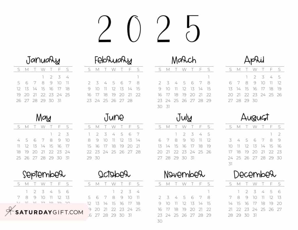 2025 Calendar Printable - 18 Cute &amp;amp; Free 2025 Yearly Calendar in Free Cute Printable Planner 2025