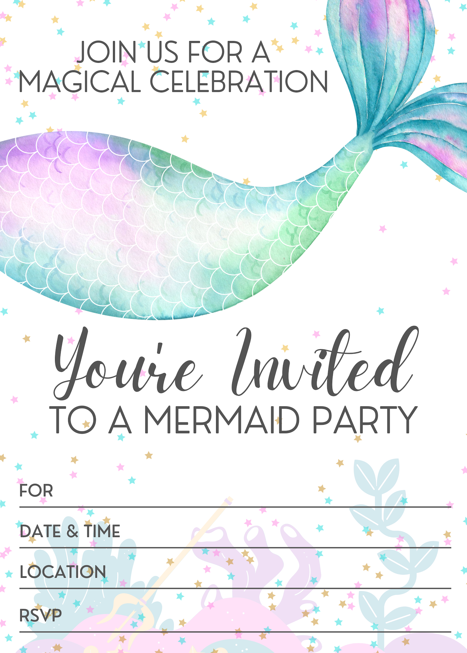 22 Fun Mermaid-Themed Party Ideas - Invitations, Decorations regarding Mermaid Party Invitations Printable Free