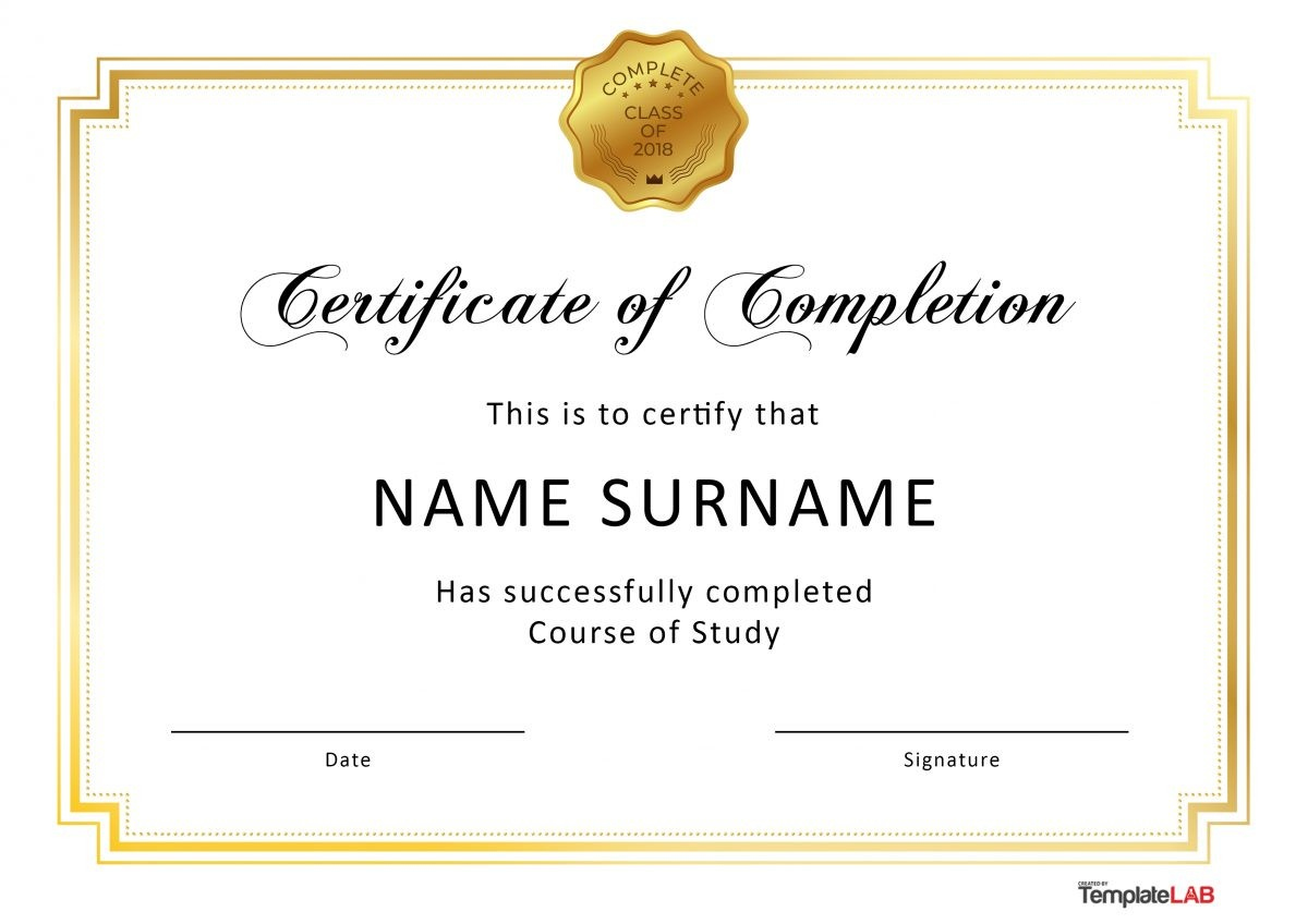 23 Free Certificate Of Completion Templates [Word, Powerpoint] intended for Certificate Of Completion Template Free Printable