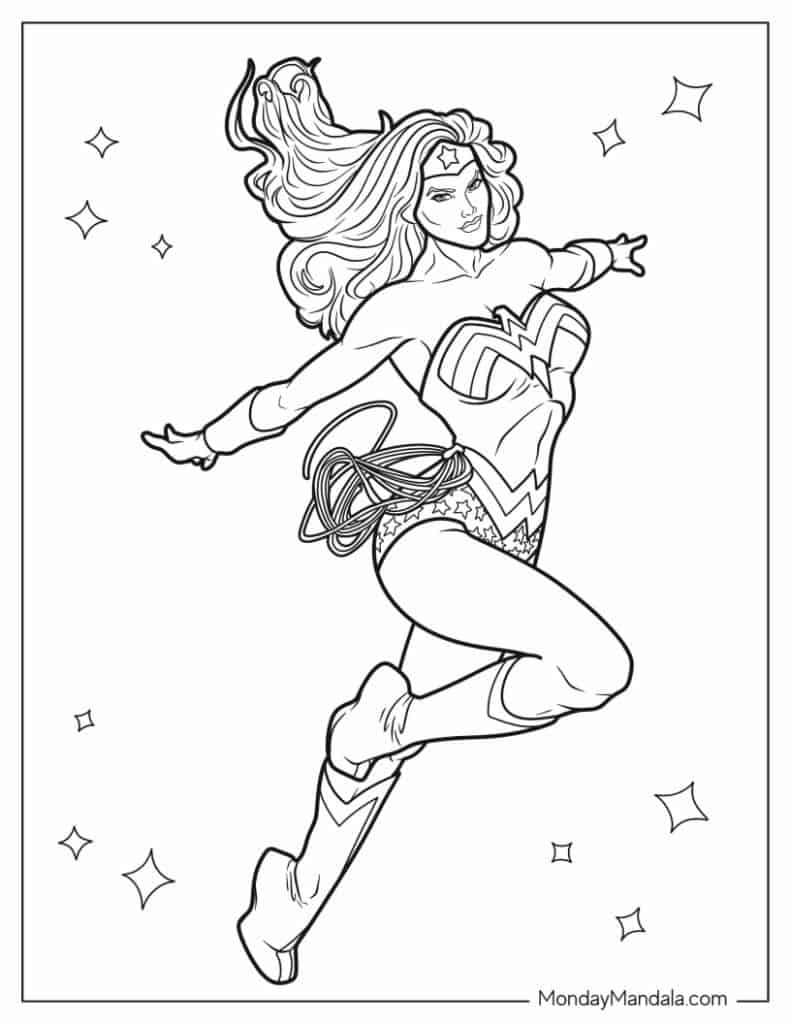 24 Wonder Woman Coloring Pages (Free Pdf Printables) within Free Wonder Woman Printables