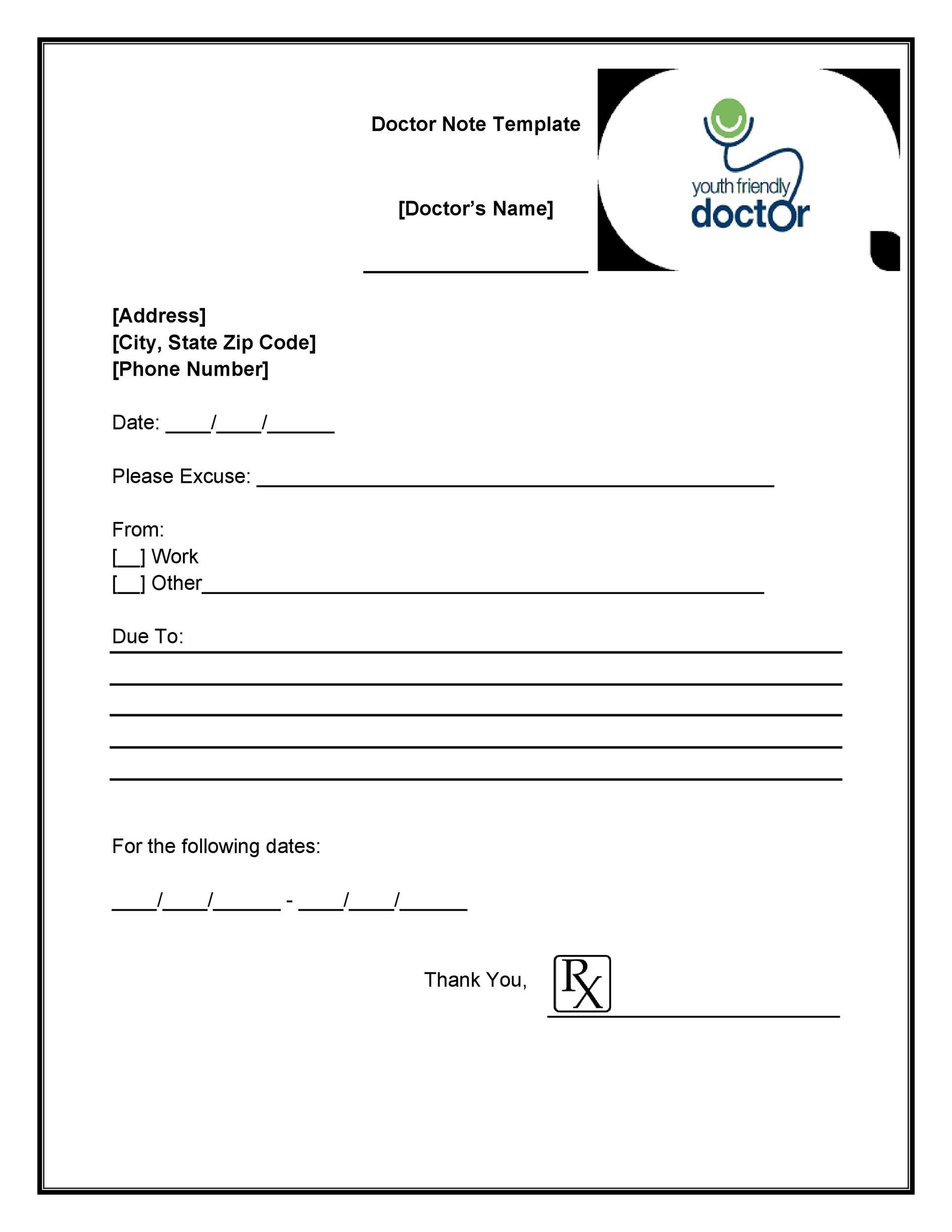 25+ Free Doctor Note / Excuse Templates ᐅ Templatelab | Doctors within Free Printable Doctor Excuse Slips