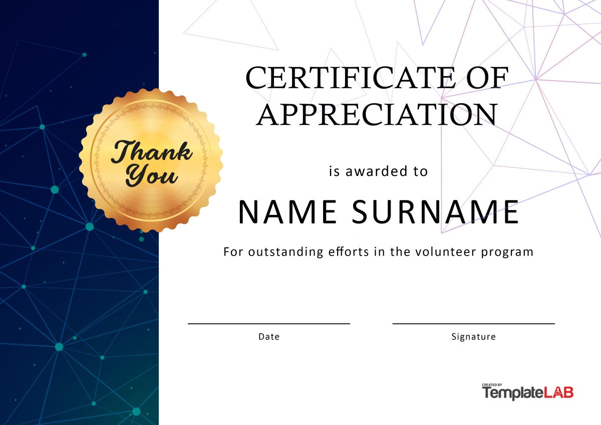 26 Free Certificate Of Appreciation Templates And Letters for Free Printable Certificate of Appreciation