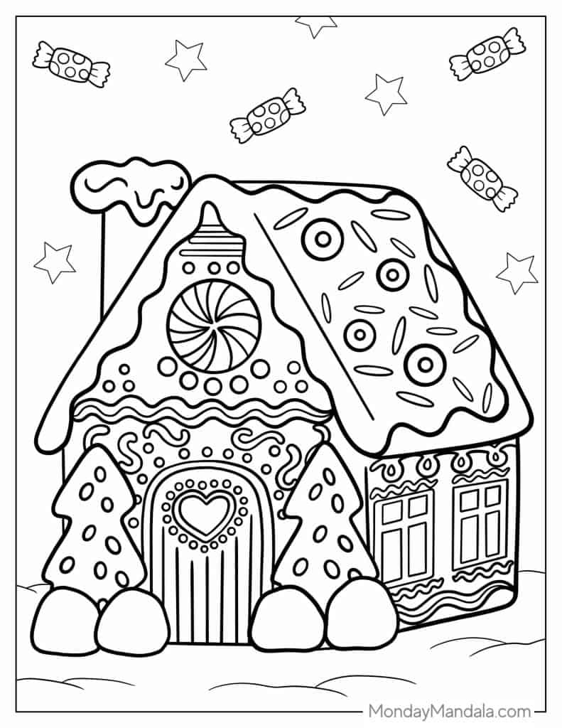 26 Gingerbread House Coloring Pages (Free Pdf Printables) pertaining to Free Gingerbread House Printables