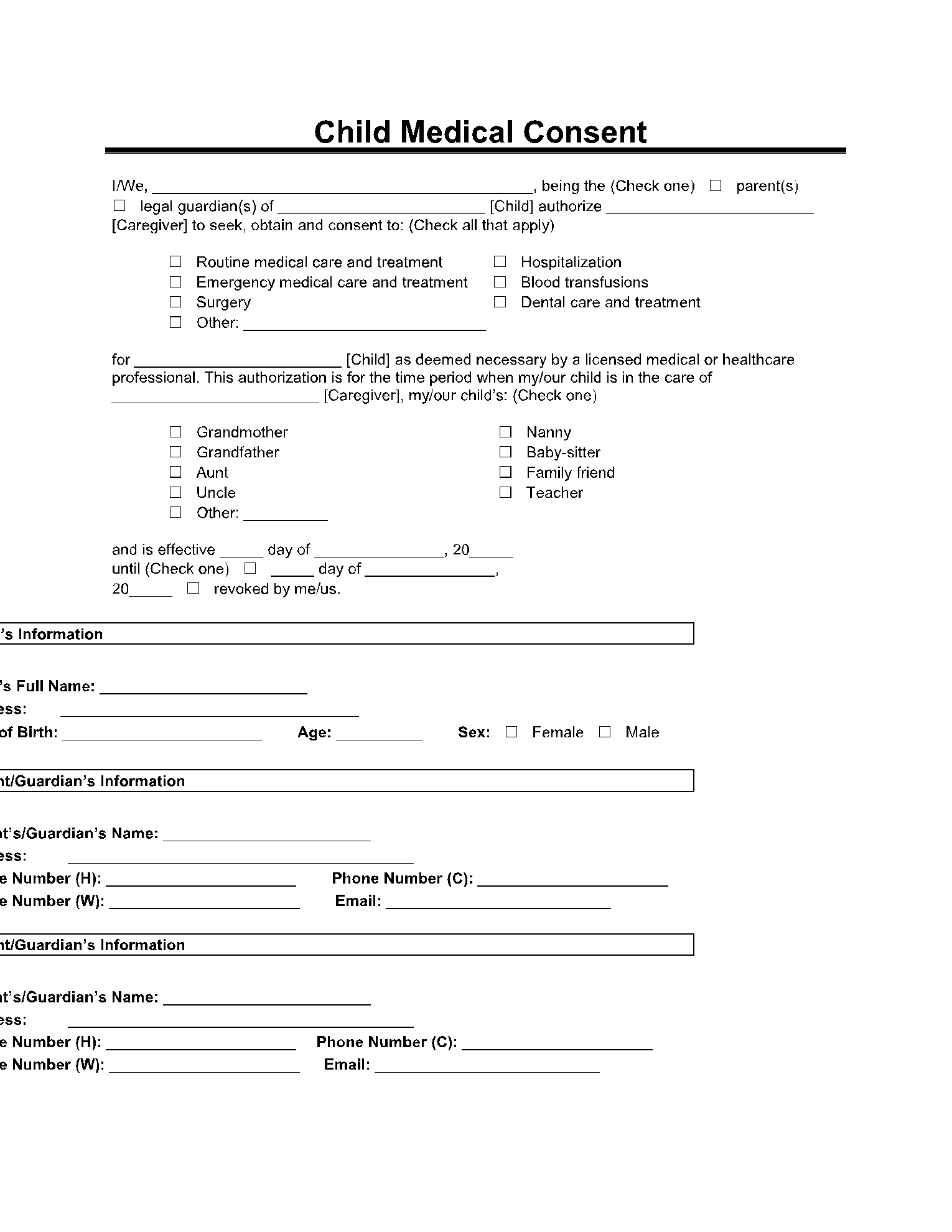 26 Printable Medical Consent Form - Free To Edit, Download &amp;amp; Print in Free Printable Medical Consent Form