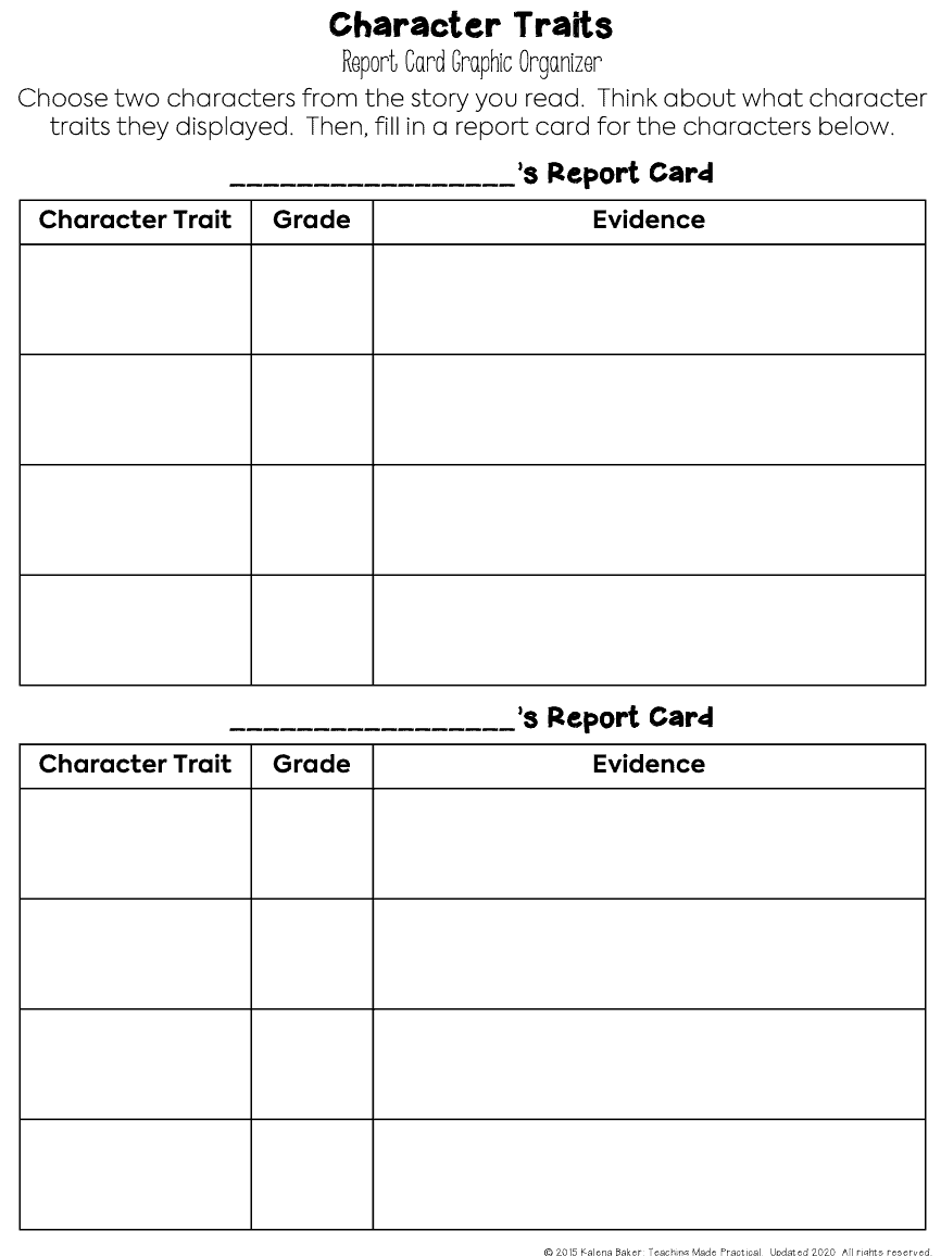 3 Character Traits Graphic Organizers - Teaching Made Practical within Free Printable Character Traits Graphic Organizer