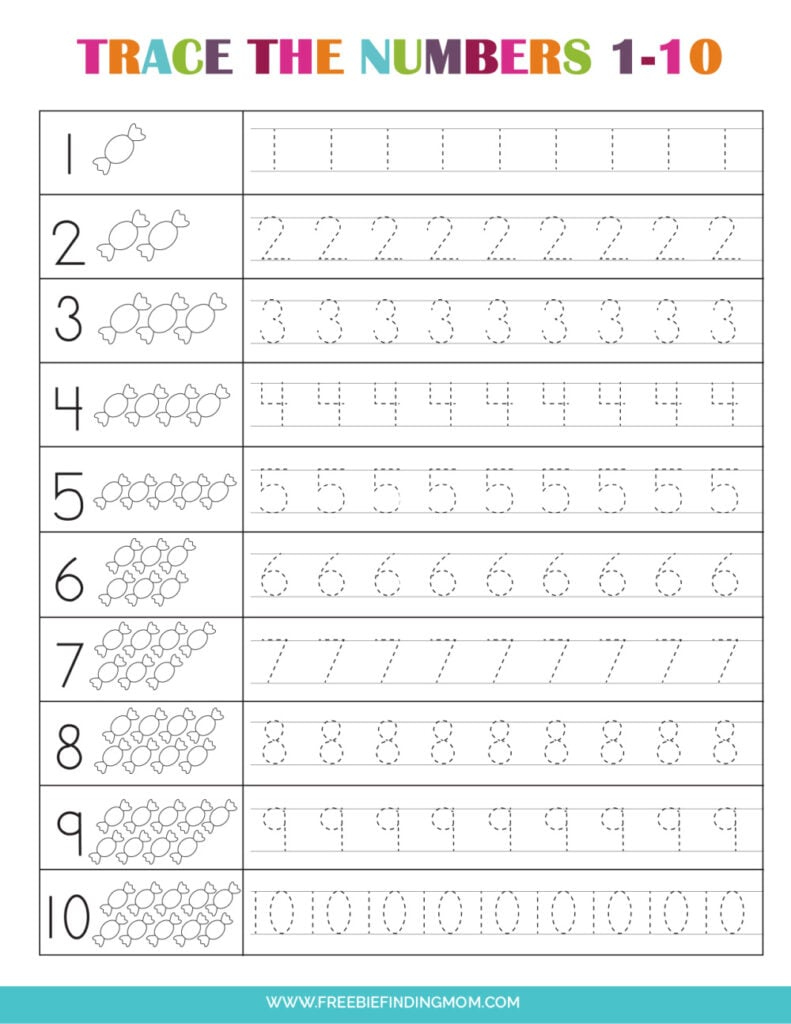 3 Free Preschool Number Worksheets 1-10 - Freebie Finding Mom for Free Printable Counting Worksheets 1-10