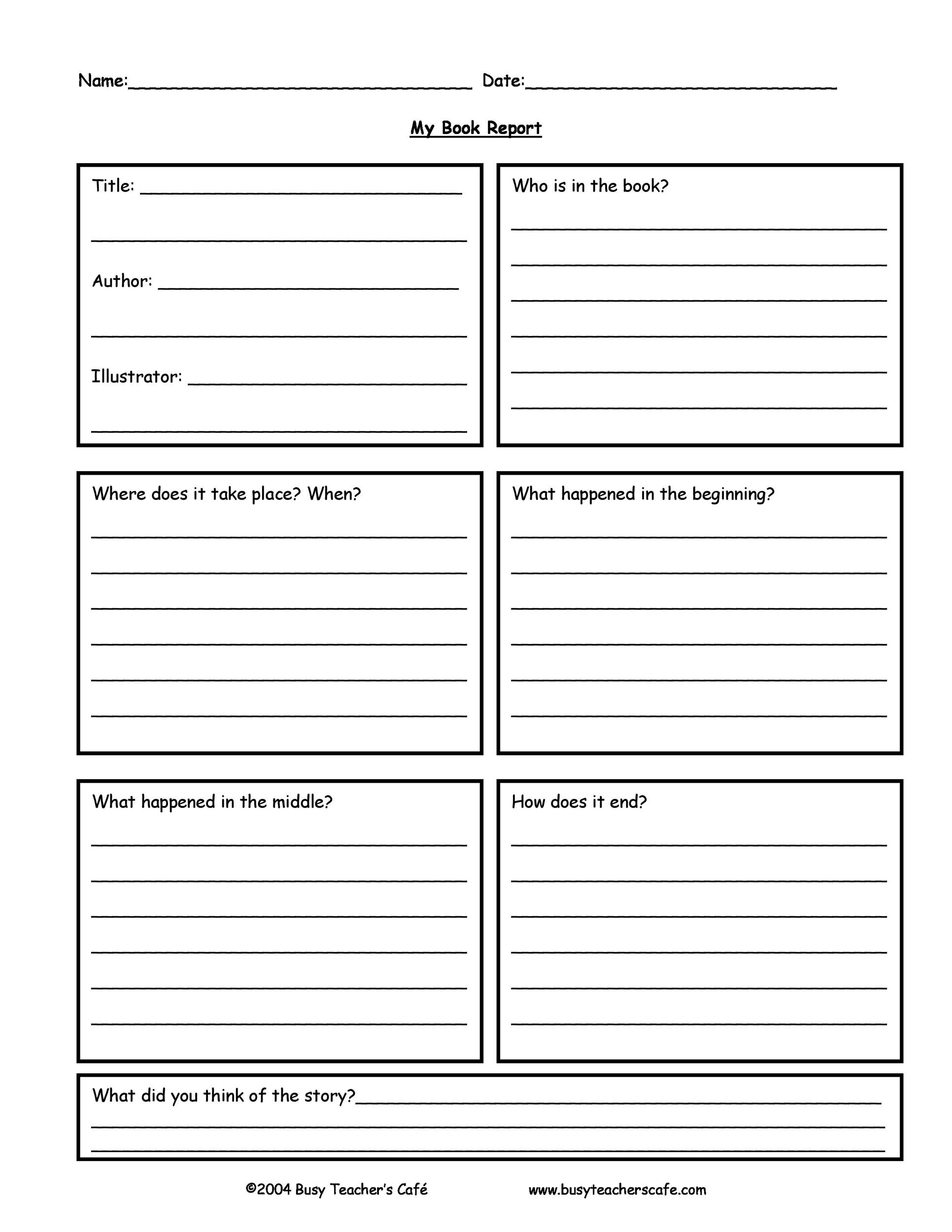 30 Book Report Templates &amp;amp; Reading Worksheets throughout Book Report Template Free Printable