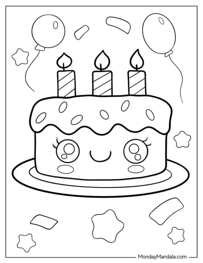 30 Cake Coloring Pages (Free Pdf Printables) within Free Printable Birthday Cake