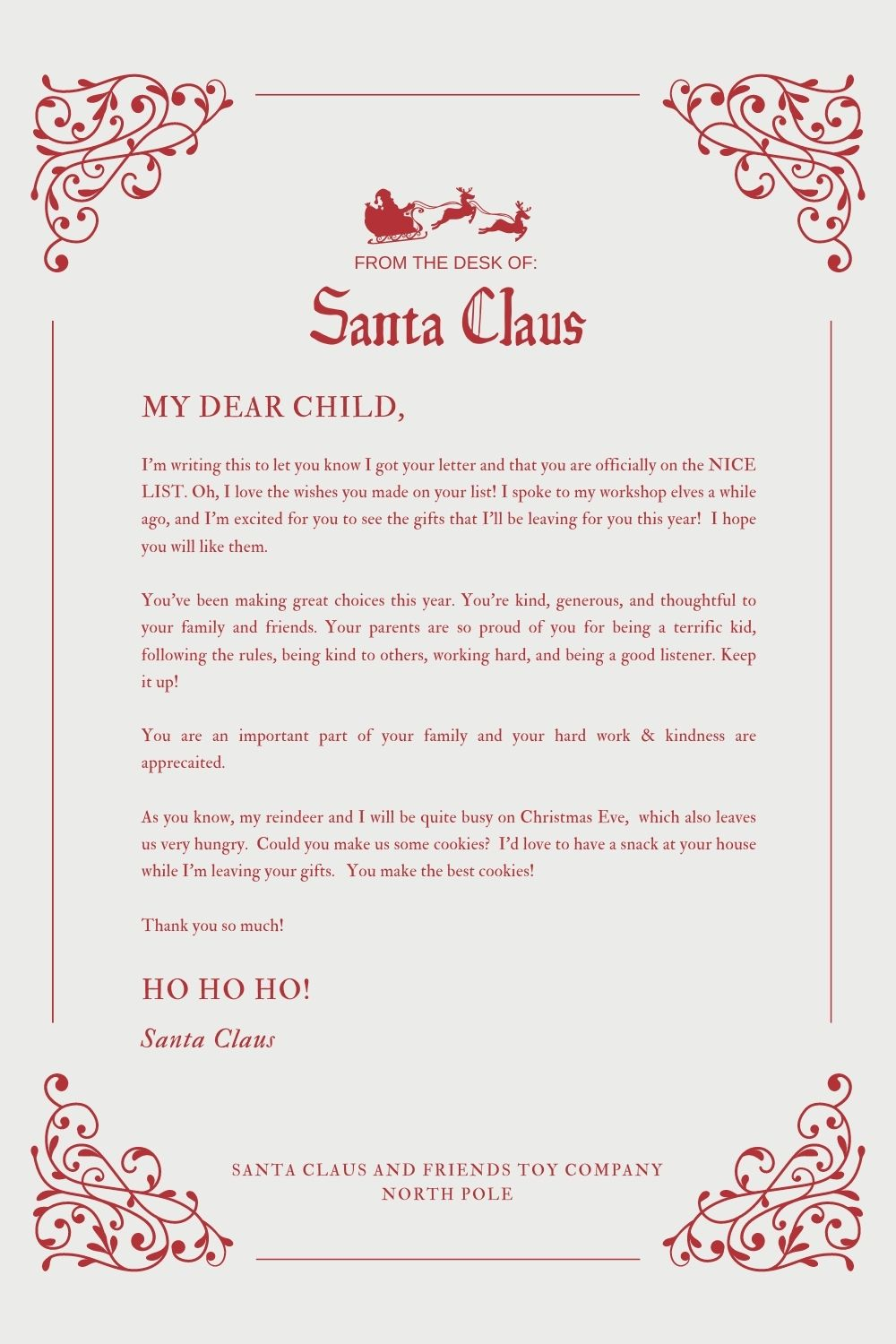 30+ Free Santa Letter Templates To Print &amp;amp; Use with Free Printable Letter From Santa Template