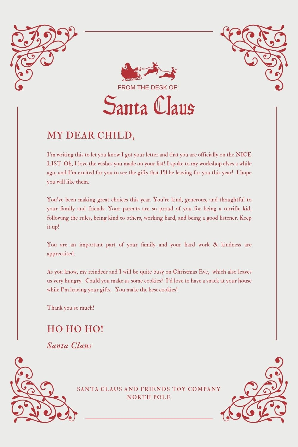 30+ Free Santa Letter Templates To Print &amp;amp; Use within Free Printable Christmas Letters From Santa