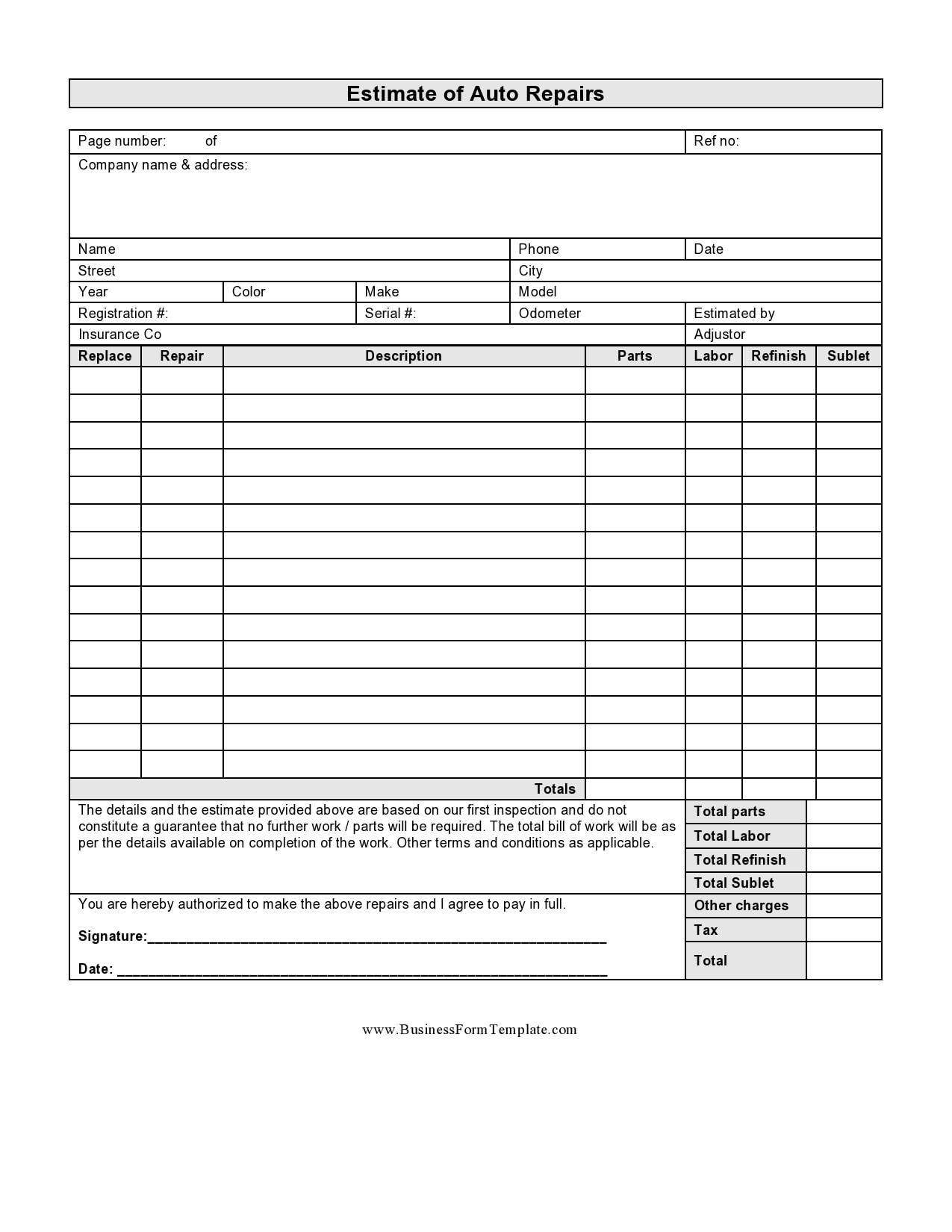 30 Real &amp;amp; Fake Auto Repair Invoices [Free] - Templatearchive for Free Printable Auto Repair Invoice Template