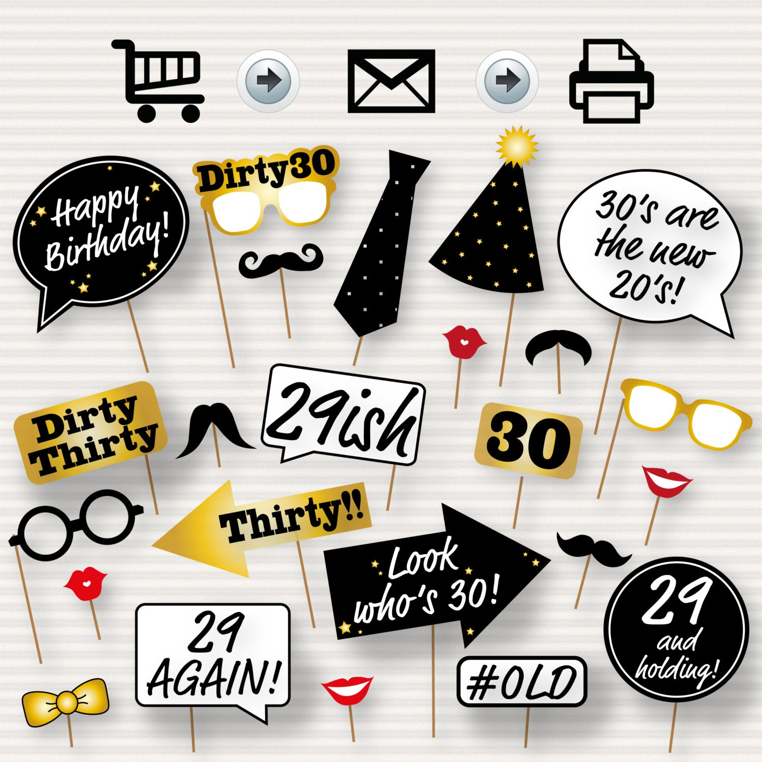 30Th Birthday Party Printable Photo Booth Props Glasses, Hats with Free Printable 30Th Birthday Photo Booth Props