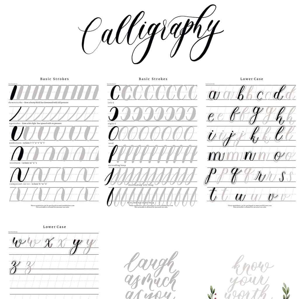 31+ Free Printable Lettering And Calligraphy Worksheets | Masha Plans intended for Calligraphy Practice Sheets Printable Free