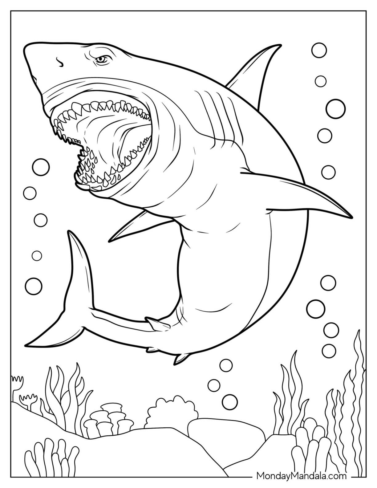 34 Shark Coloring Pages (Free Pdf Printables) pertaining to Free Printable Great White Shark Coloring Pages