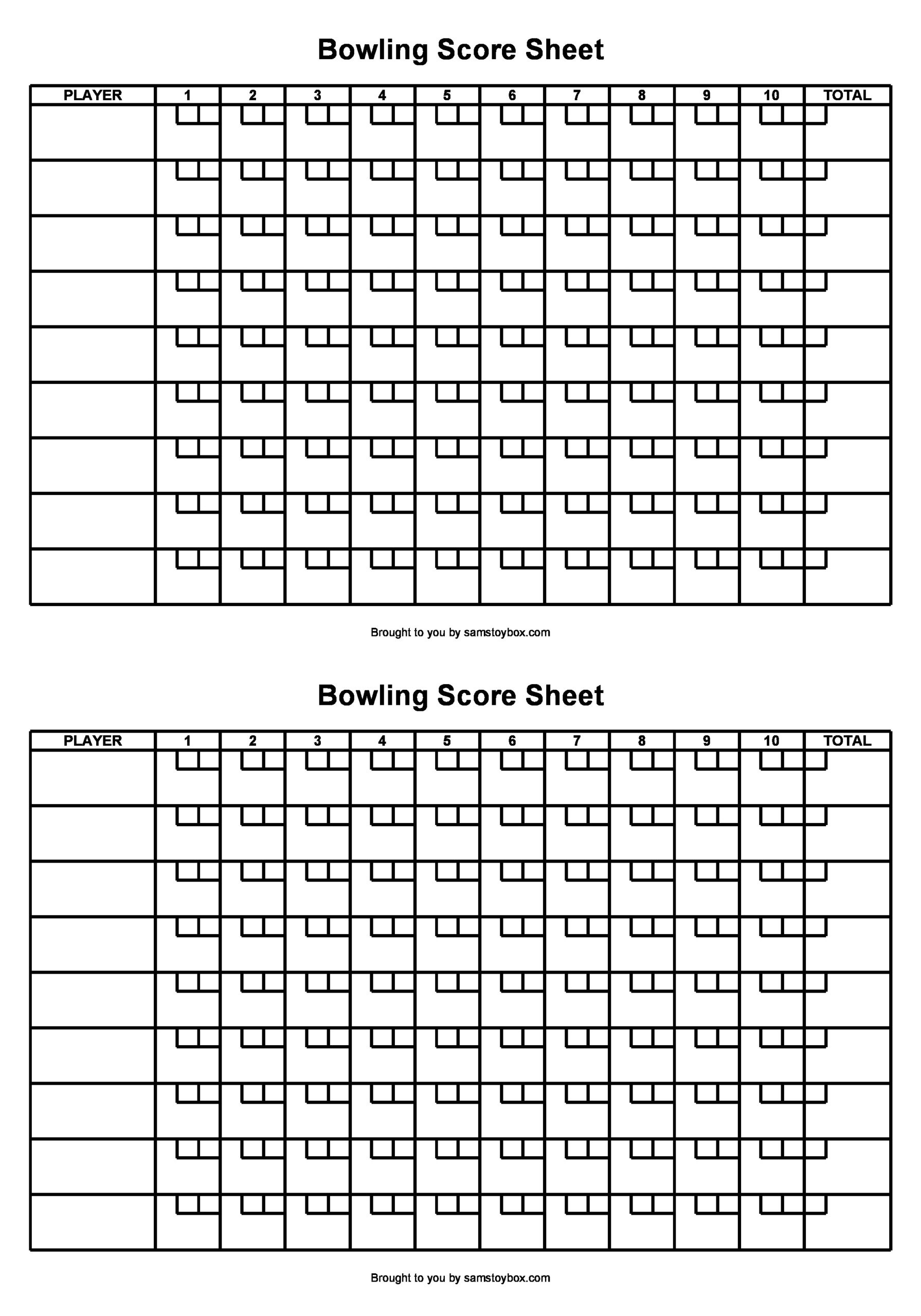 36 Printable Bowling Score Sheet Templates [&amp;amp; Examples] in Free Printable Bowling Score Sheets