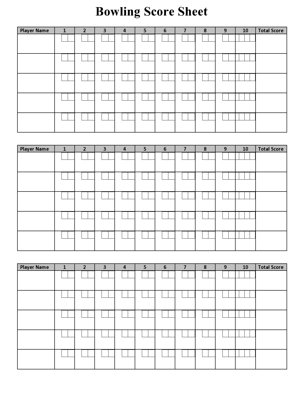 36 Printable Bowling Score Sheet Templates [&amp; Examples] inside Free Printable Bowling Score Sheets