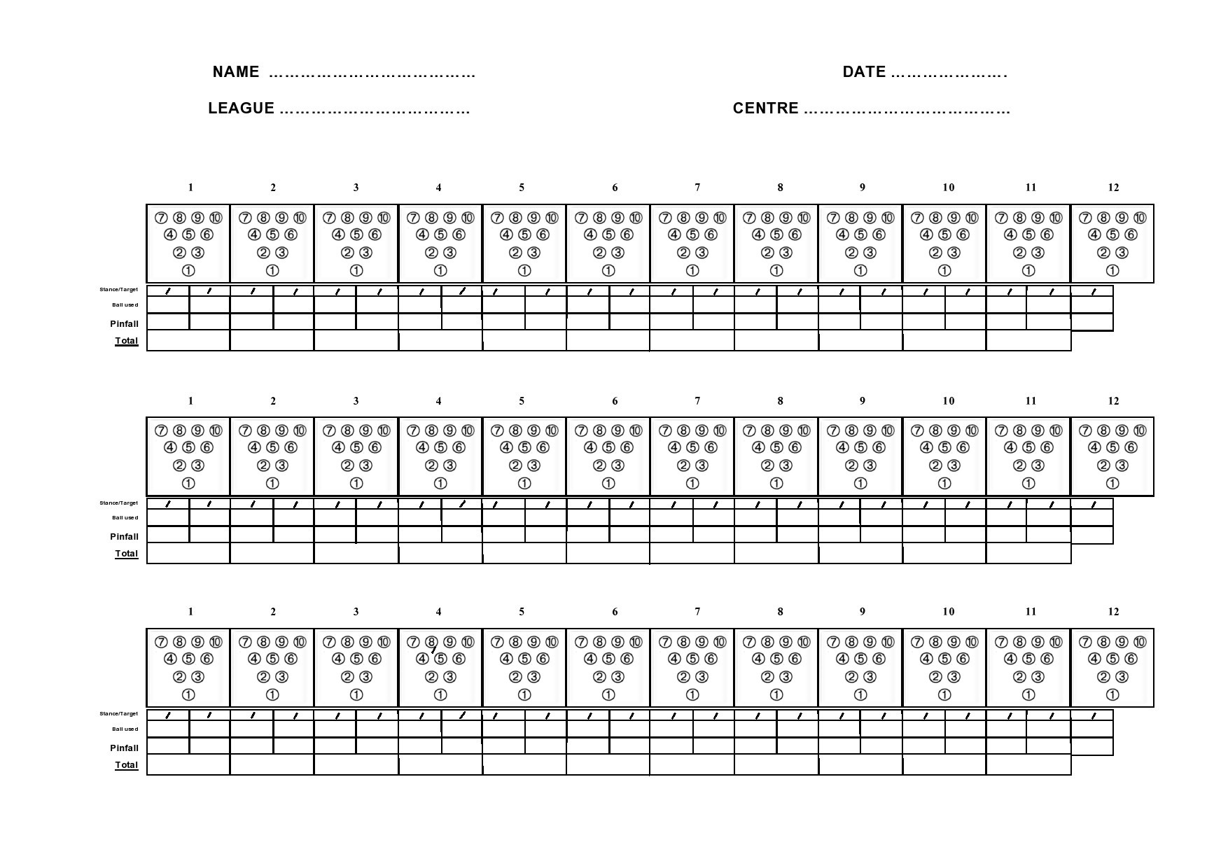 36 Printable Bowling Score Sheet Templates [&amp;amp; Examples] throughout Free Printable Bowling Score Sheets