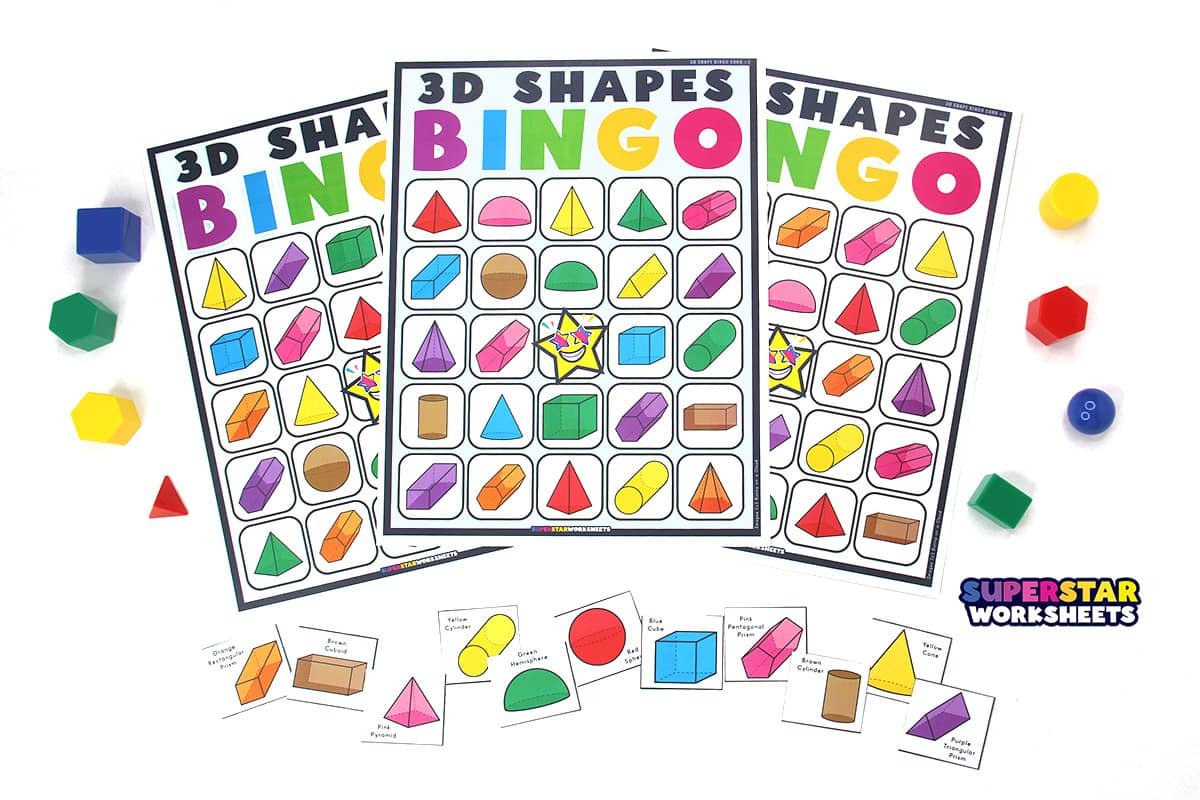 3D Shape Bingo - Superstar Worksheets within 3D Shape Bingo Free Printable