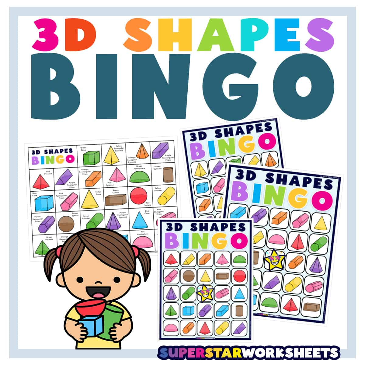 3D Shape Bingo - Superstar Worksheets within 3D Shape Bingo Free Printable