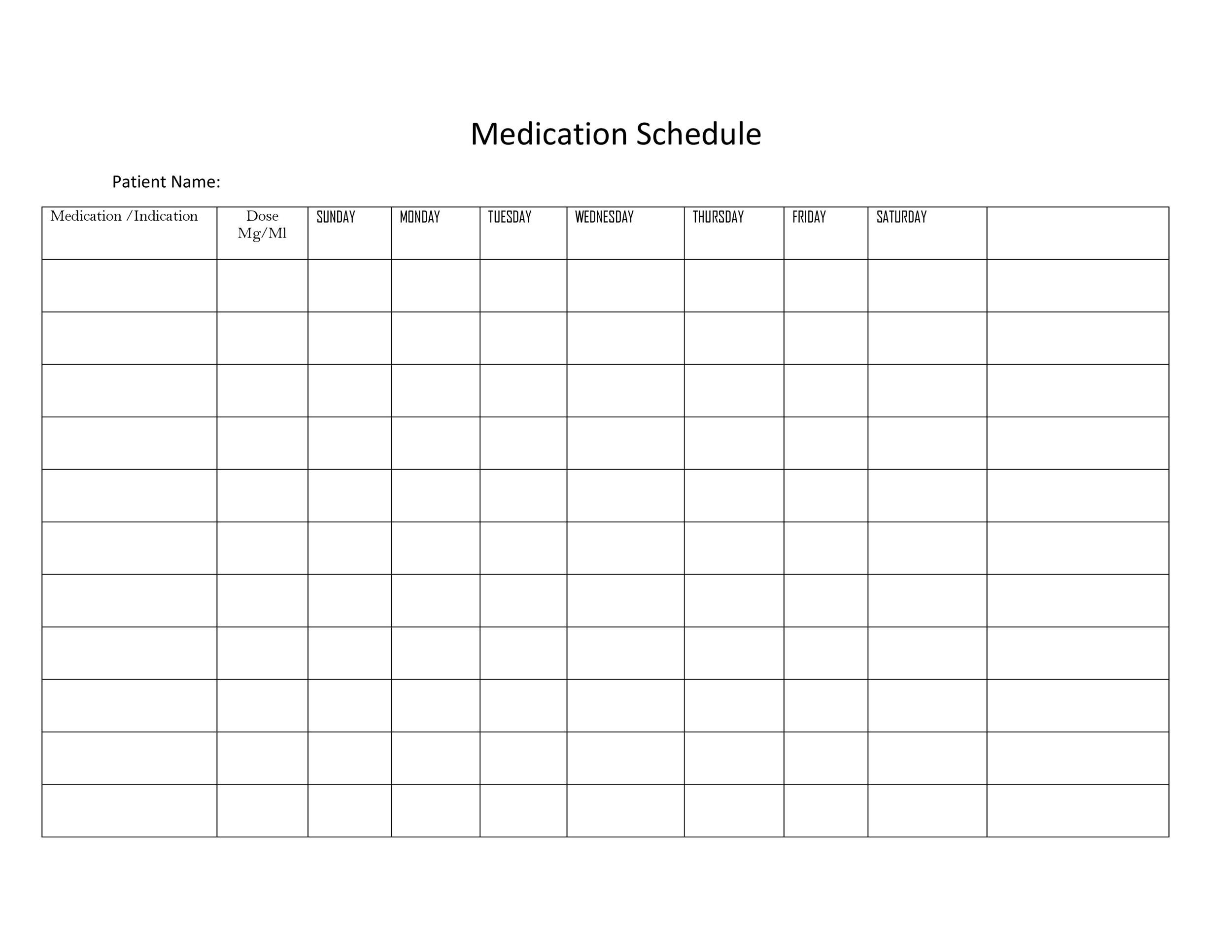 40 Great Medication Schedule Templates (+Medication Calendars) for Free Printable Daily Medication Chart