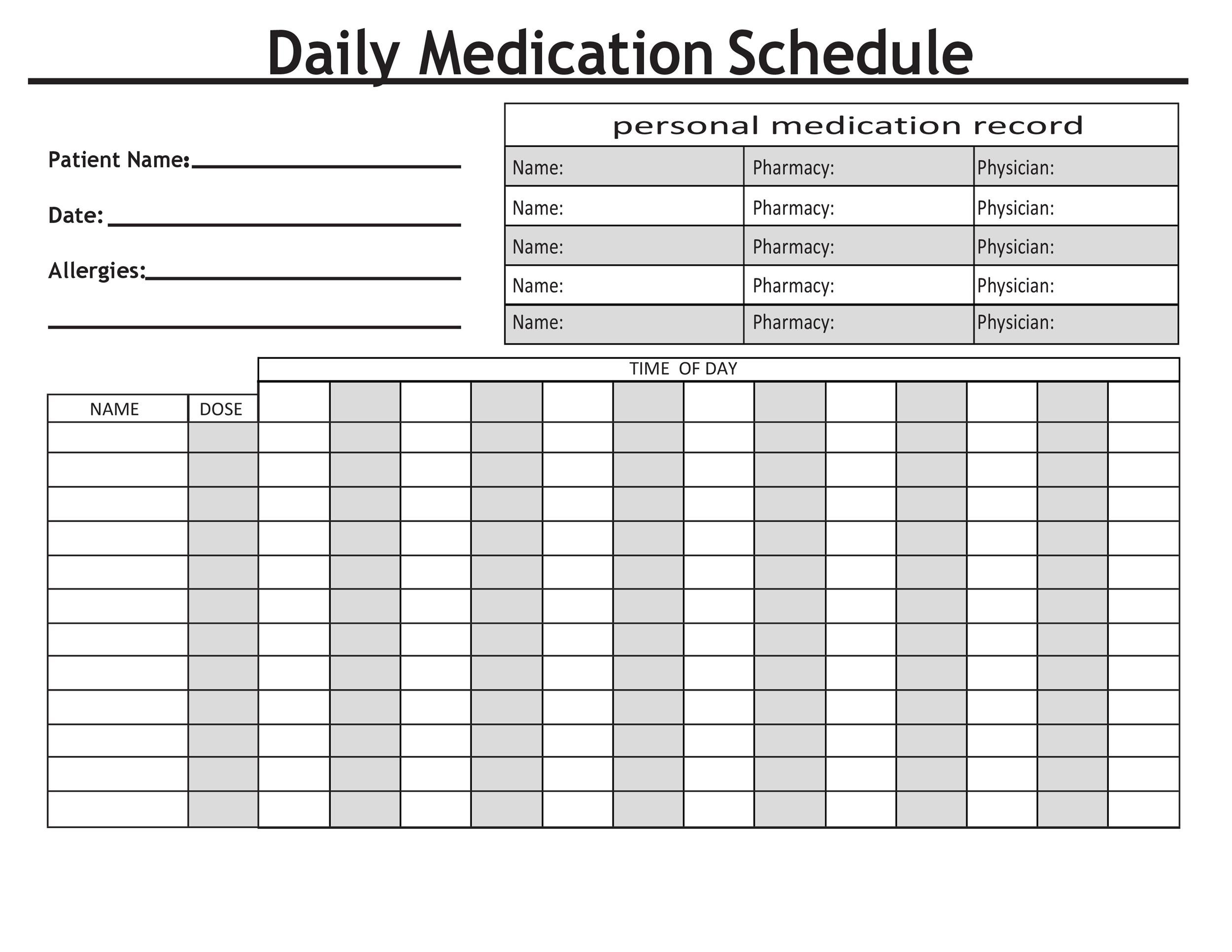 40 Great Medication Schedule Templates (+Medication Calendars) regarding Free Printable Daily Medication Schedule