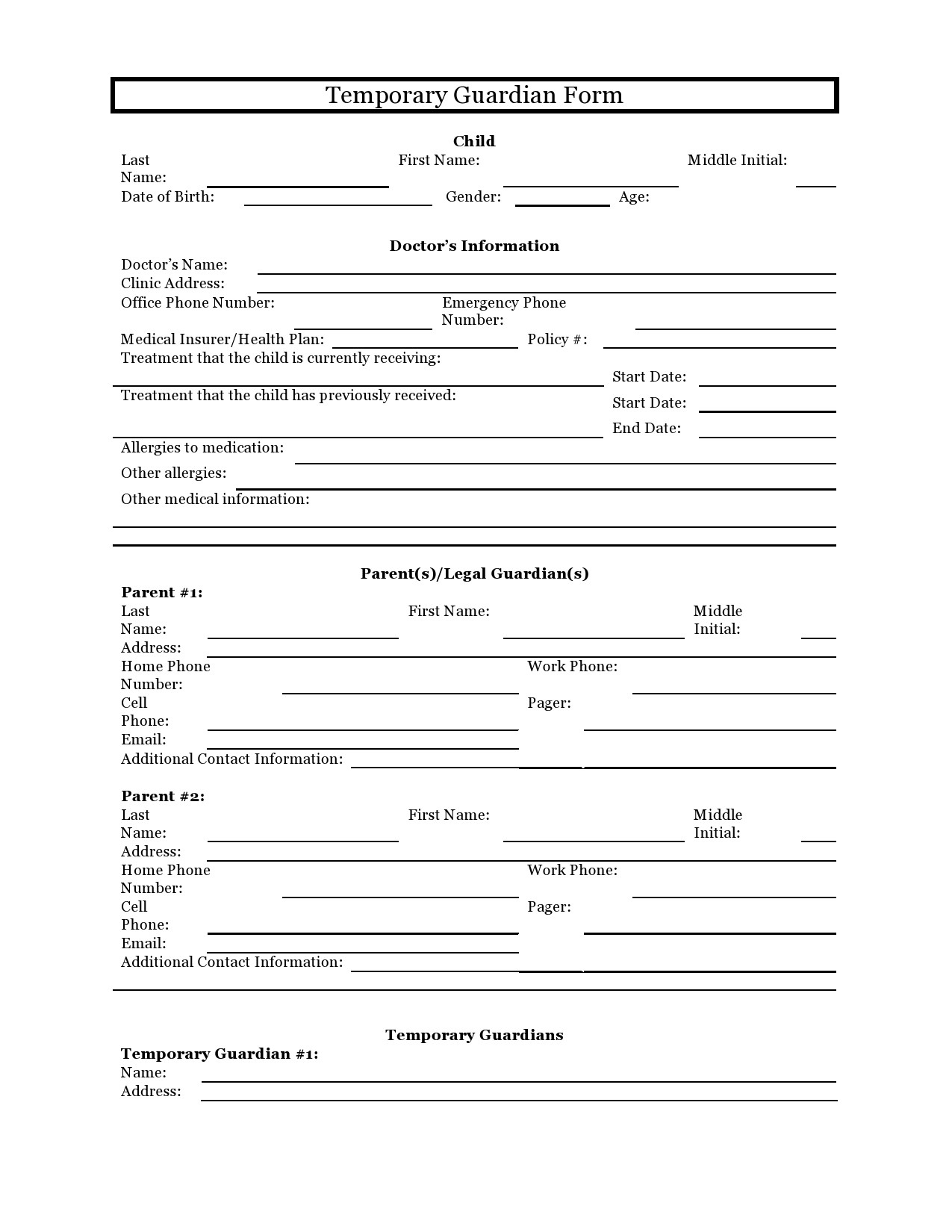 40 Printable Temporary Guardianship Forms [All States] in Free Printable Child Guardianship Forms