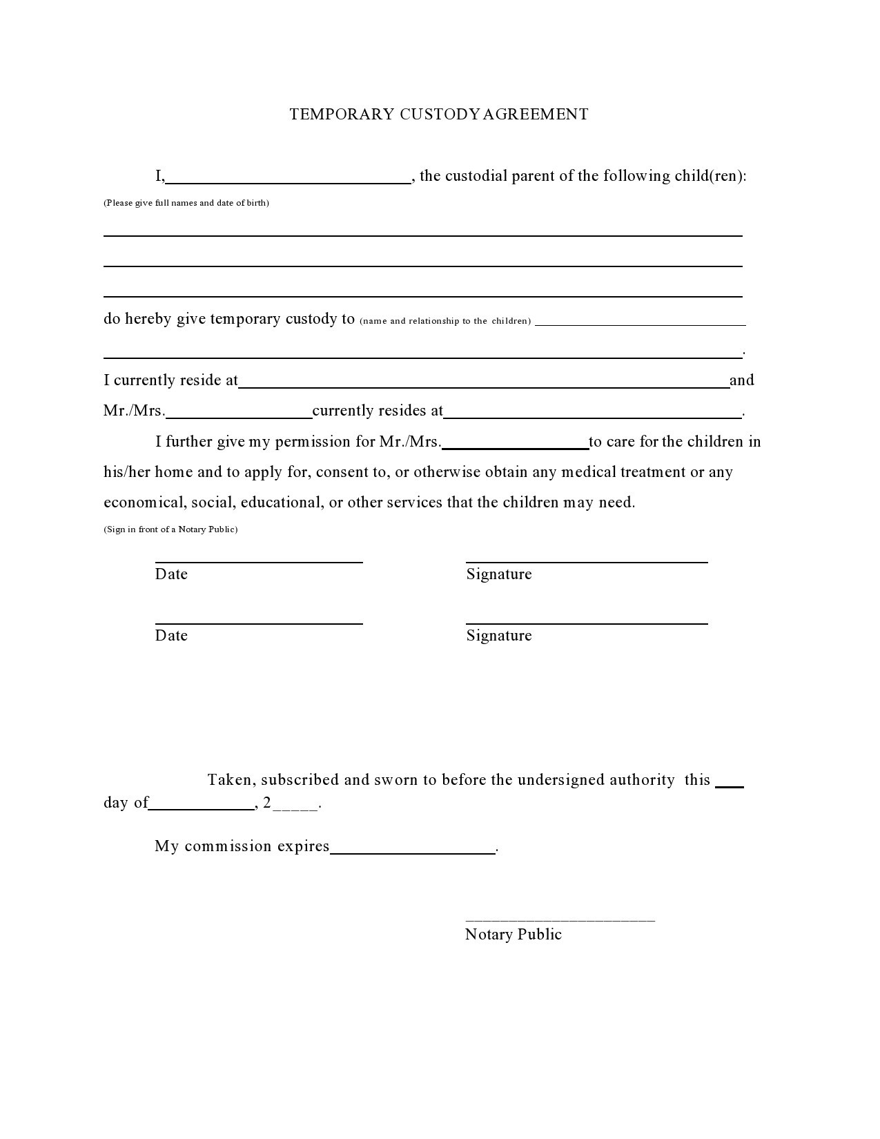 40 Printable Temporary Guardianship Forms [All States] throughout Free Printable Guardianship Forms Texas