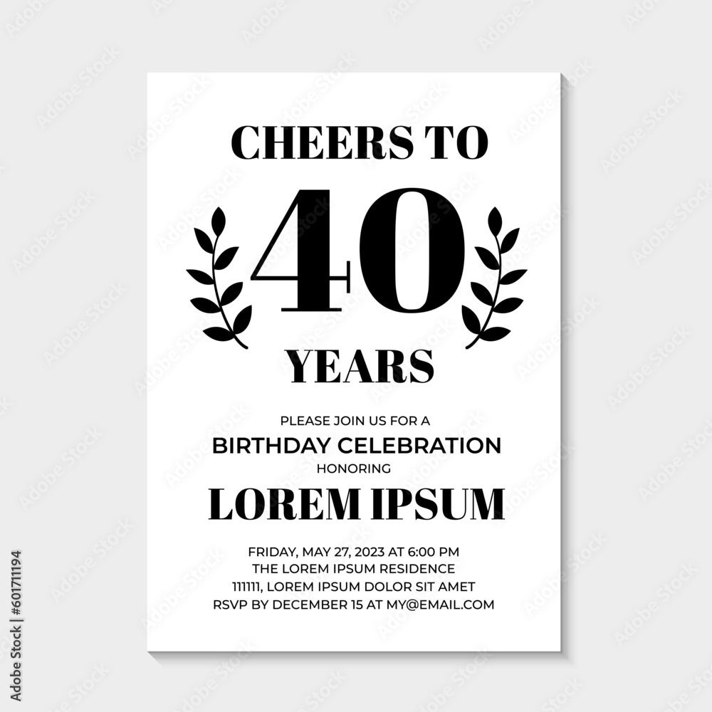 40Th Birthday Or Anniversary Invitation Card. Birthday Party within Free Printable 40Th Anniversary Invitations