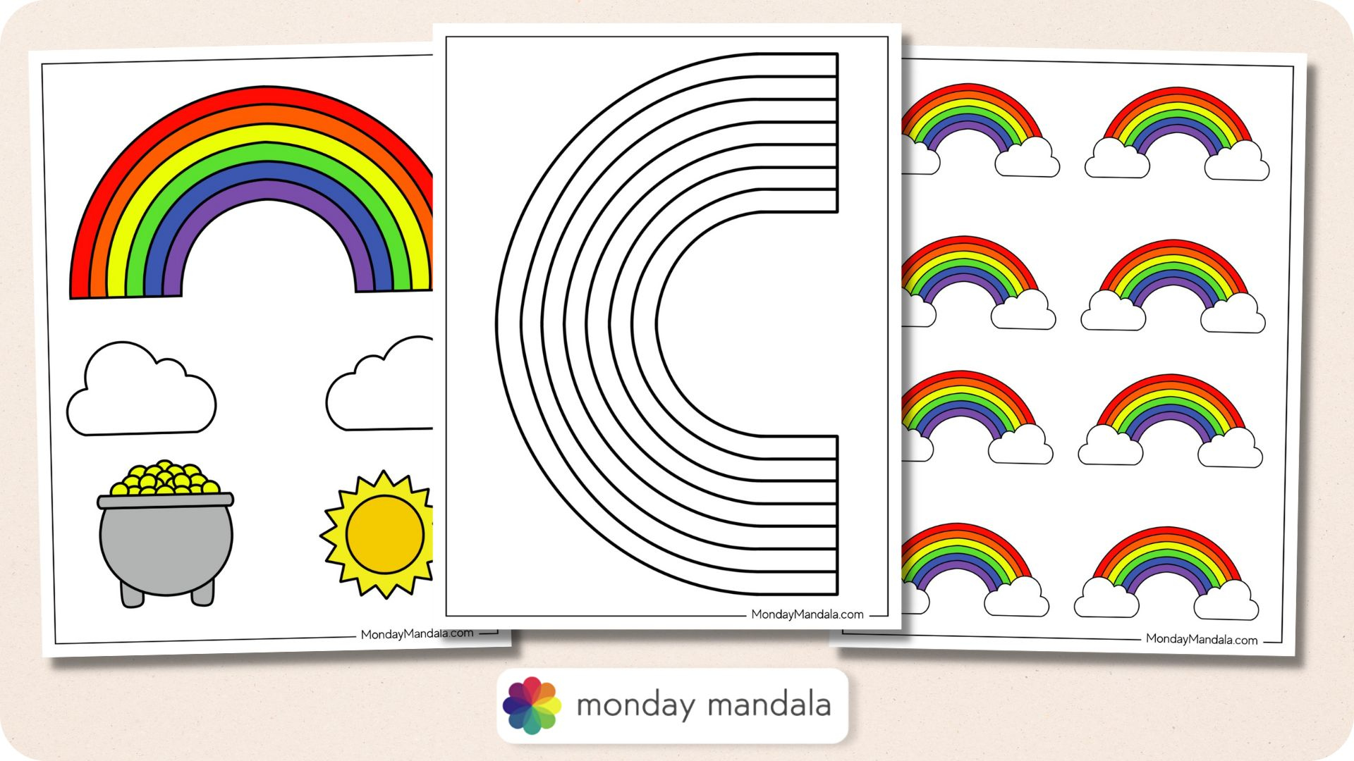 43 Rainbow Templates (Free Pdf Printables) with regard to Free Rainbow Printables