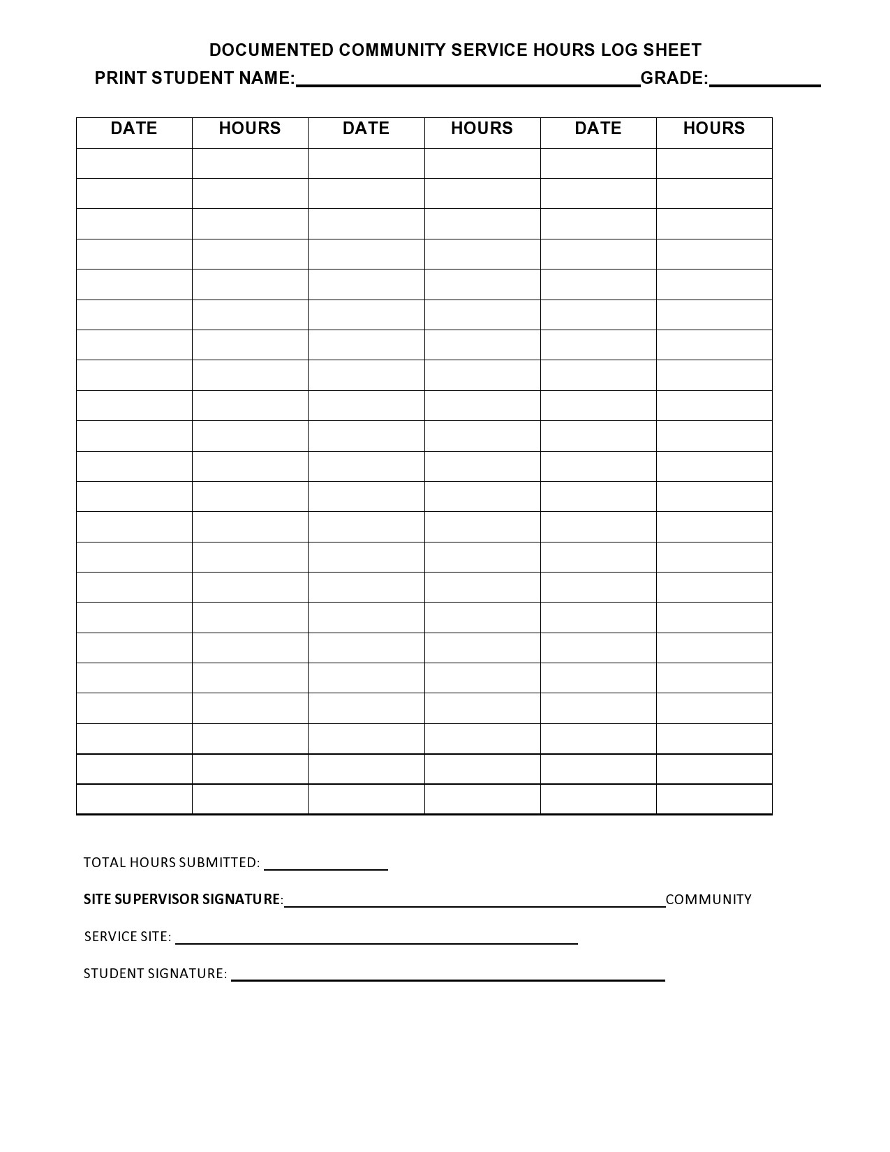 44 Printable Community Service Forms (Ms Word) ᐅ Templatelab intended for Free Printable Community Service Log Sheet