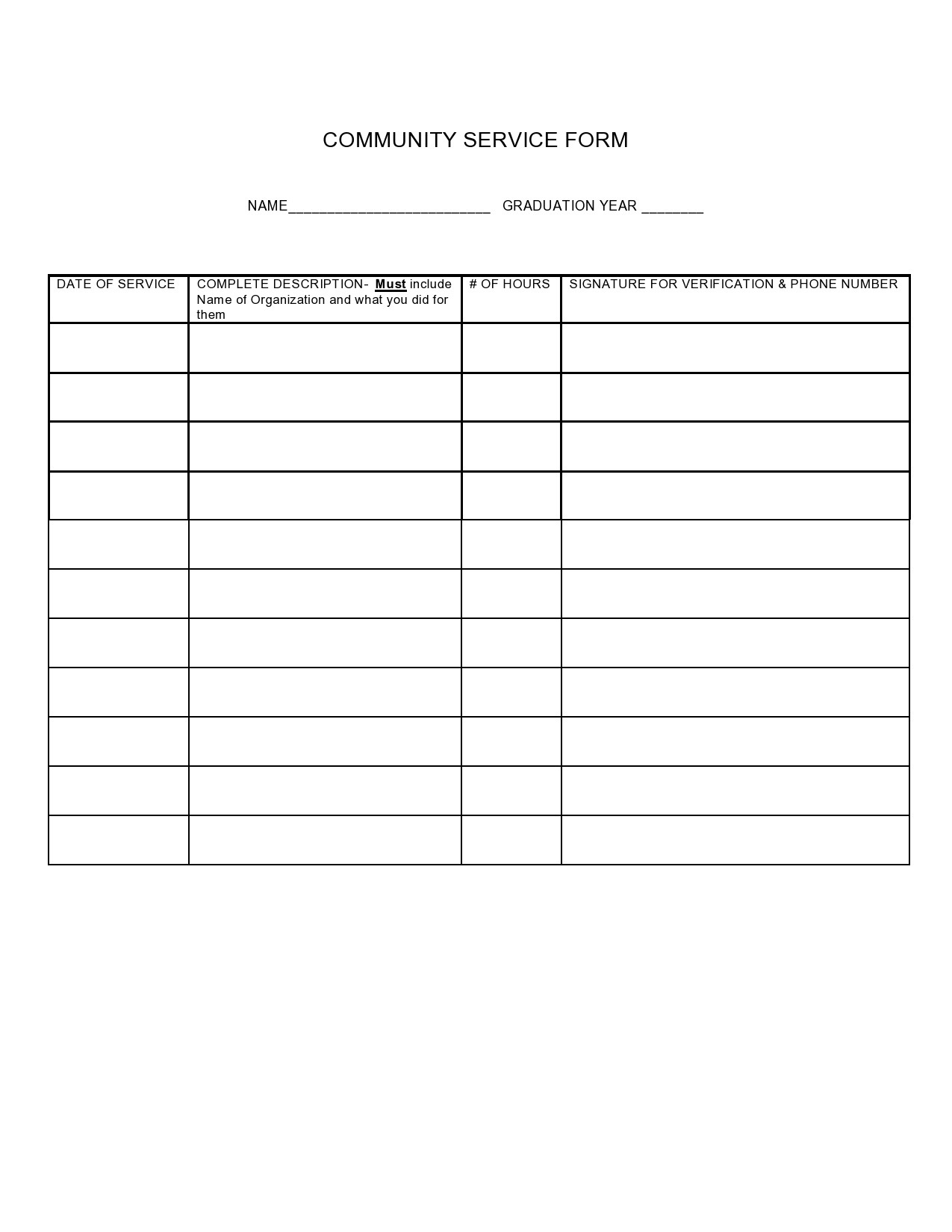 44 Printable Community Service Forms (Ms Word) ᐅ Templatelab throughout Free Printable Community Service Log Sheet