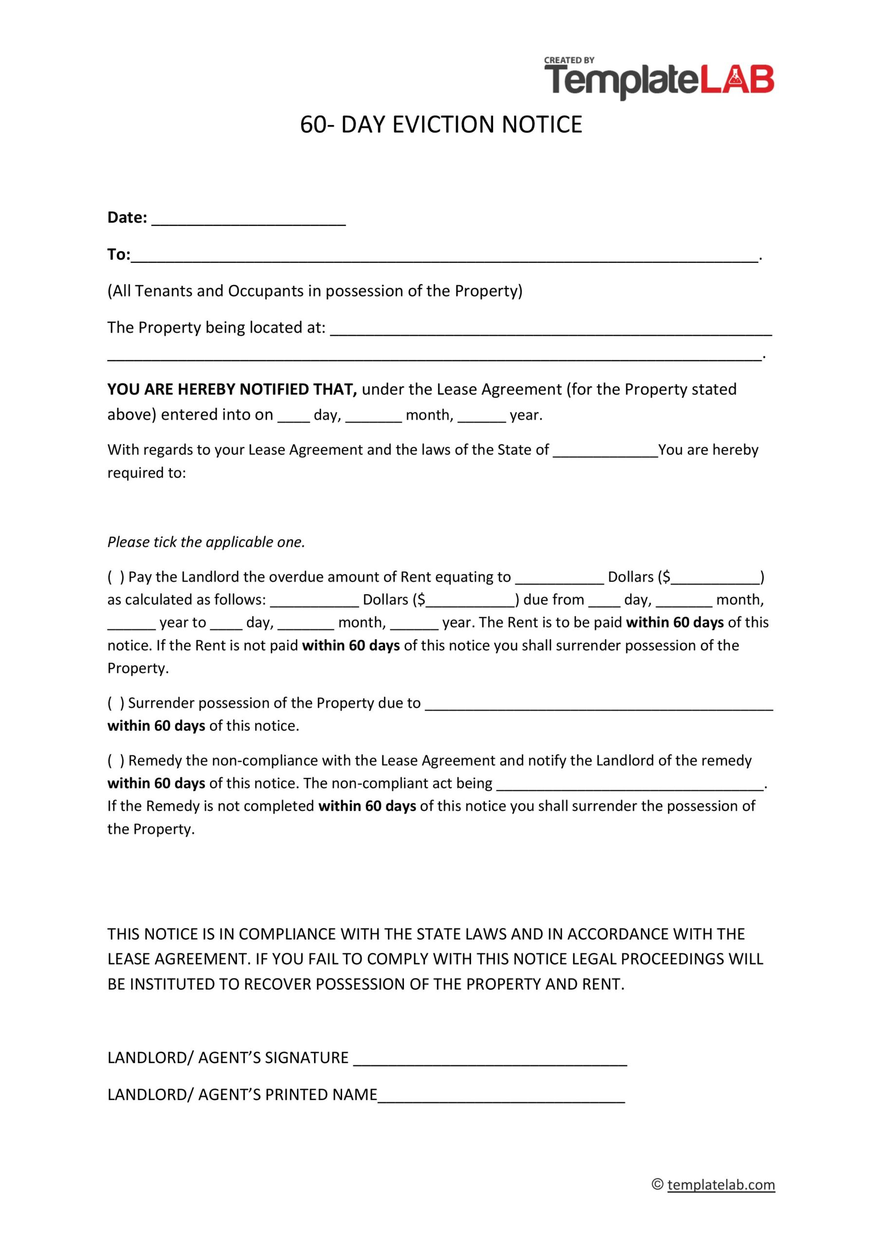45 Free Eviction Notice Templates [Word &amp;amp; Pdf] - Templatelab with Free Printable Blank Eviction Notice