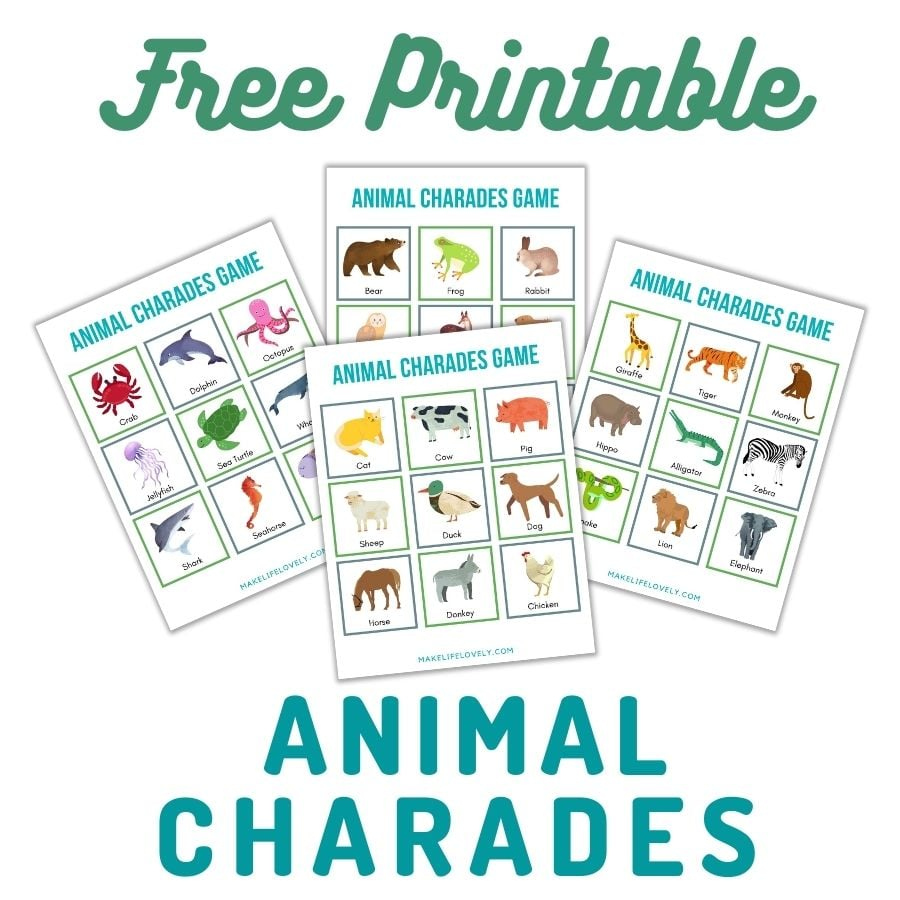 45 Free Printable Animal Charades Cards {All Ages!} - Make Life Lovely for Free Printable Charades Cards