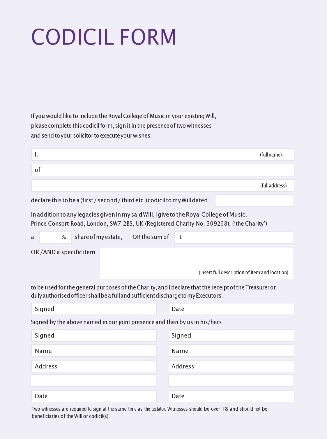 46 Free Codicil To Will Forms &amp;amp; Templates ᐅ Templatelab intended for Free Printable Codicil Form