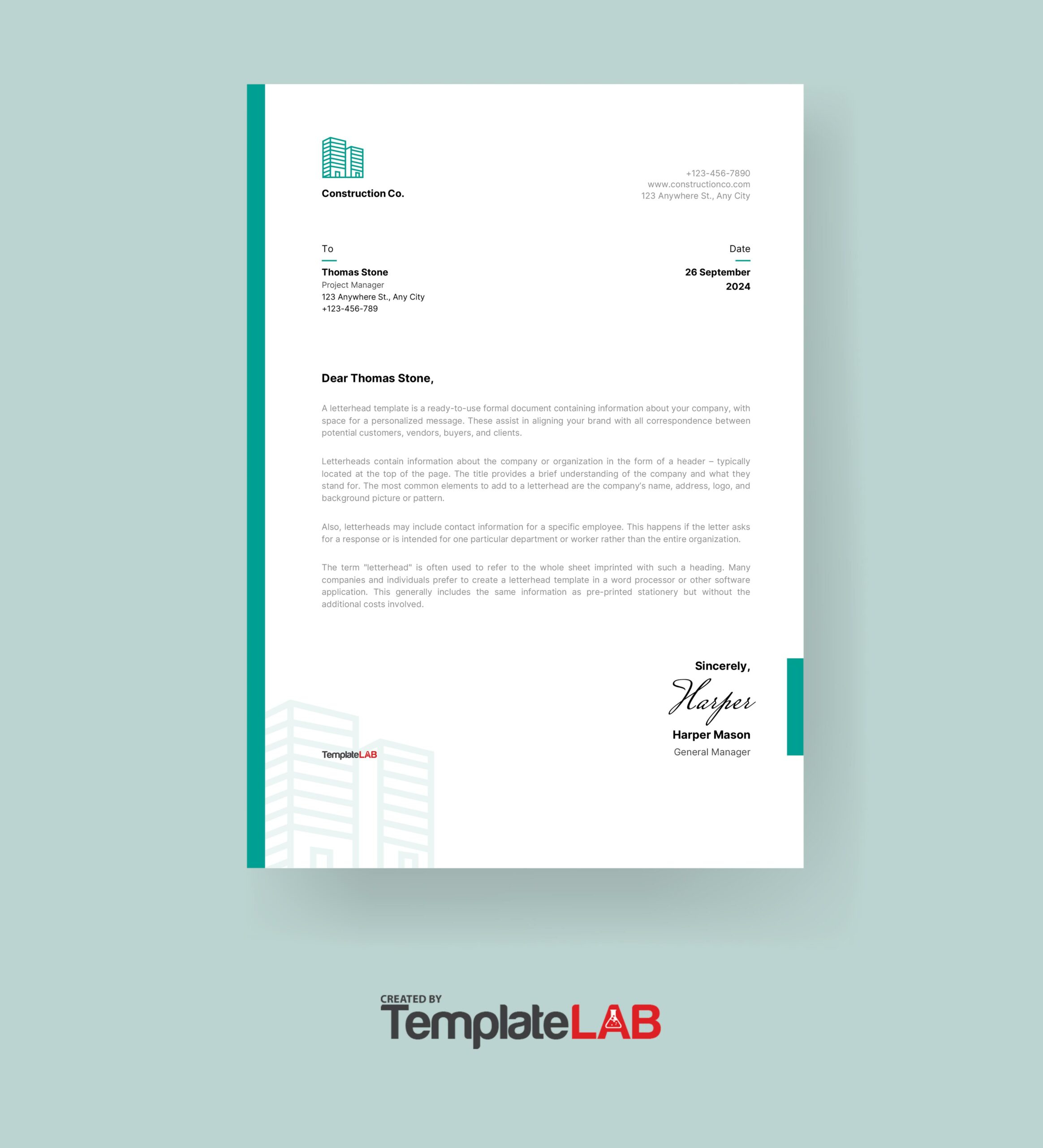 48 Free Letterhead Templates &amp;amp; Examples (Company, Business, Personal) with Free Printable Letterhead Templates