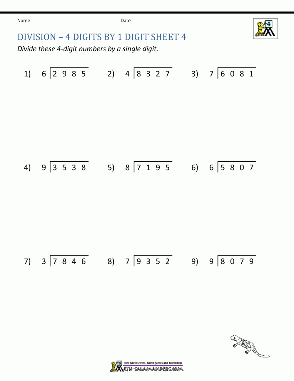 4Th Grade Long Division Worksheets throughout Free Printable Division Worksheets For 4Th Grade