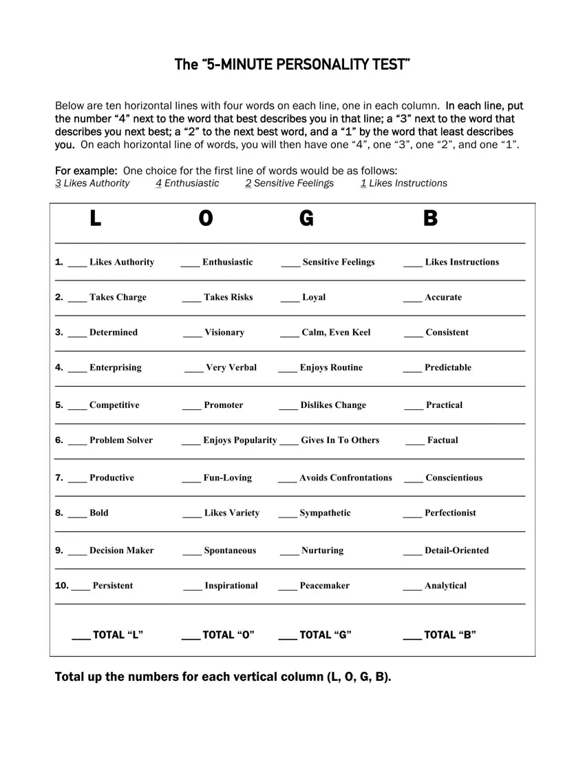 5 Minute Personality Test ≡ Fill Out Printable Pdf Forms Online for Free Printable Personality Test