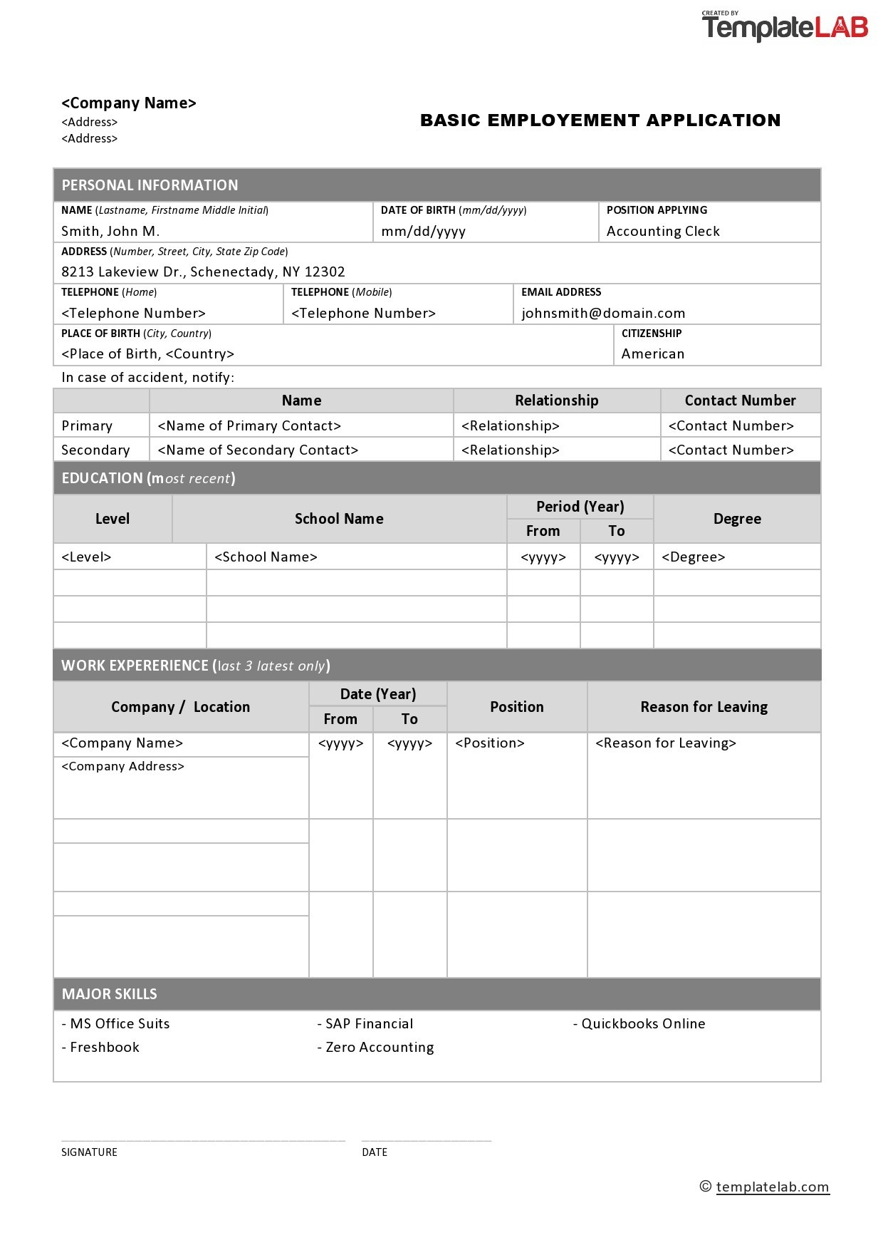50 Free Employment / Job Application Form Templates [Printable] ᐅ in Free Printable Job Applications Online